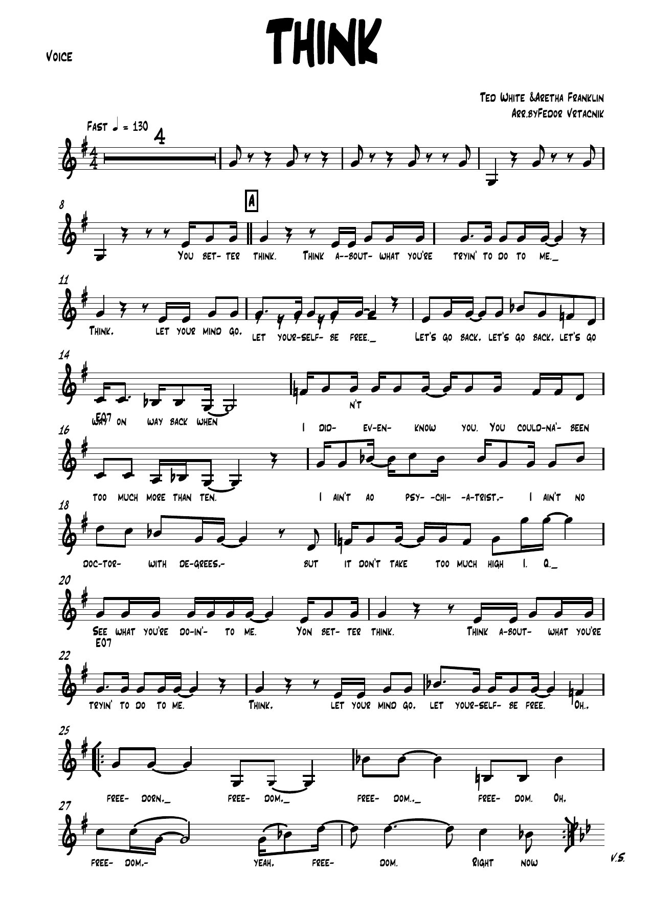 THINK Voice — sheet music cover (first page)