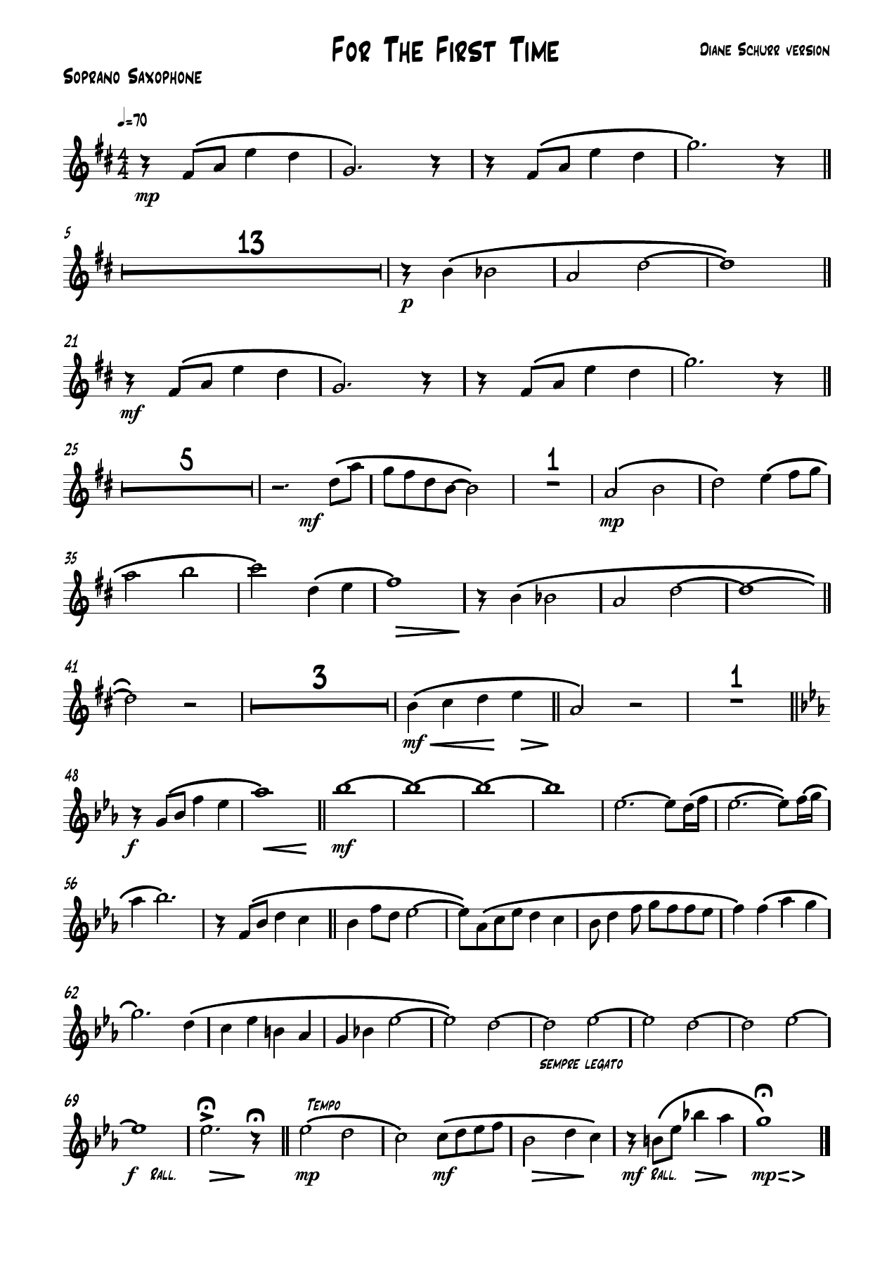 For The First Time PARTI — sheet music cover (first page)