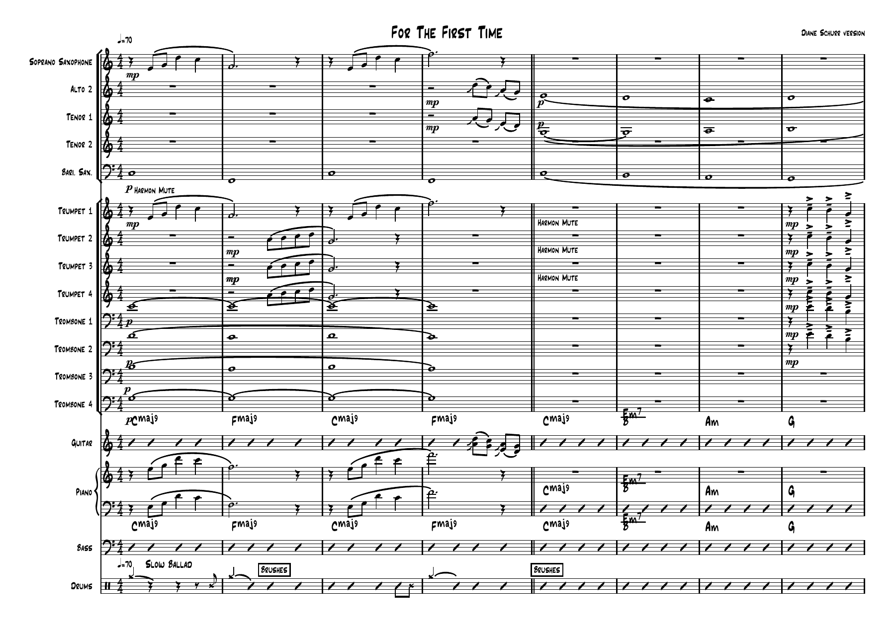 For The First Time SCORE — sheet music cover (first page)