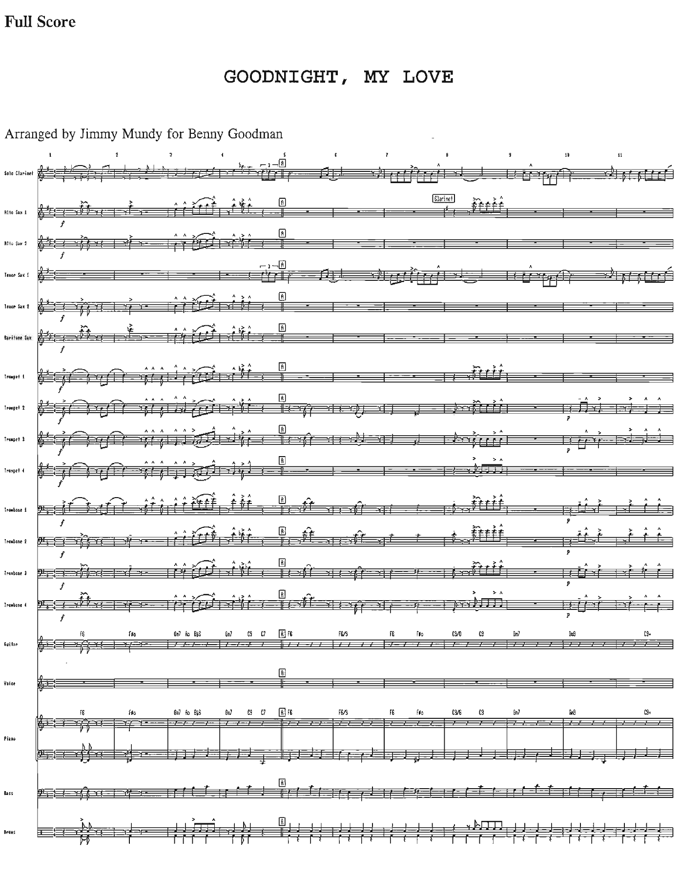 Goodnight, My Love — sheet music cover (first page)