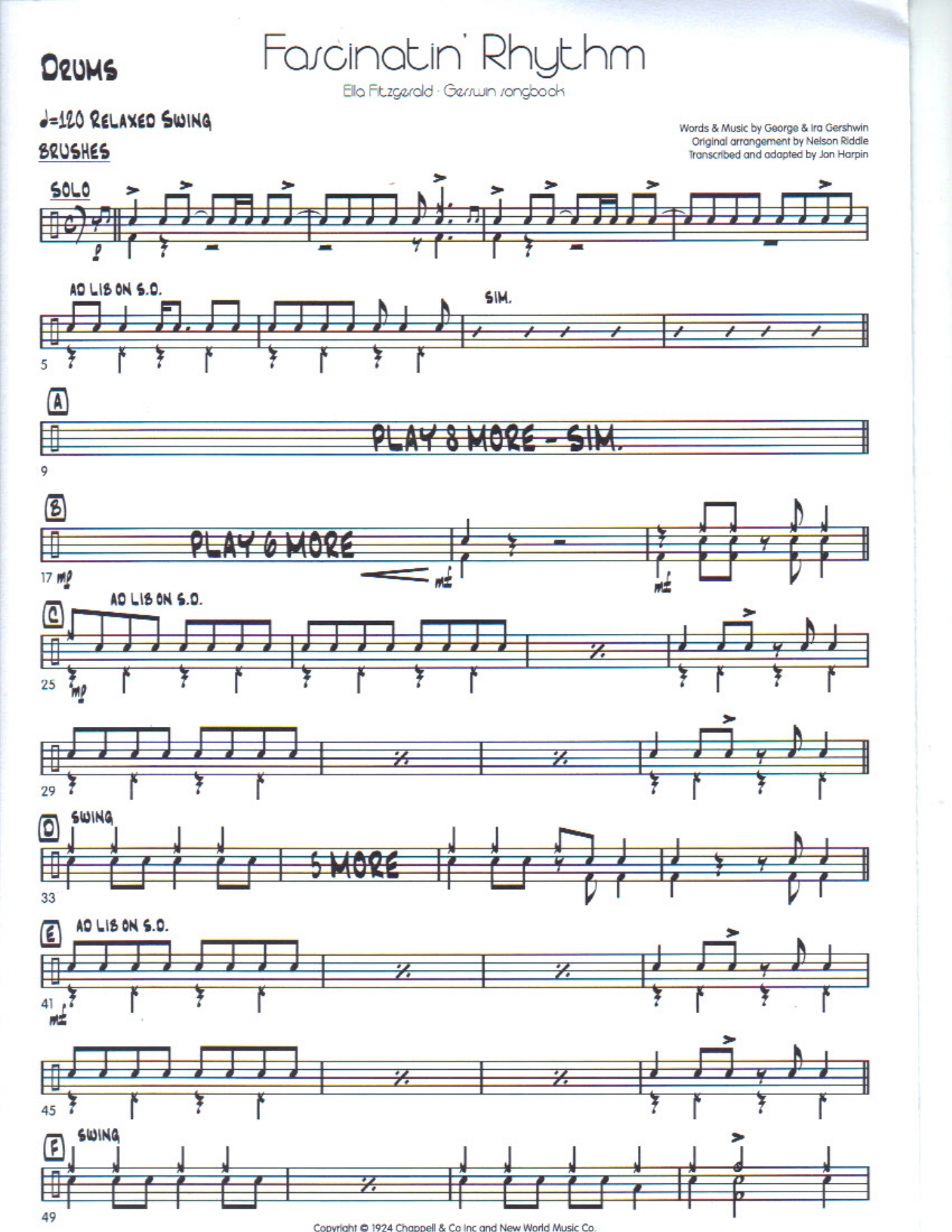 Fascinatin rythm drums — sheet music cover (first page)