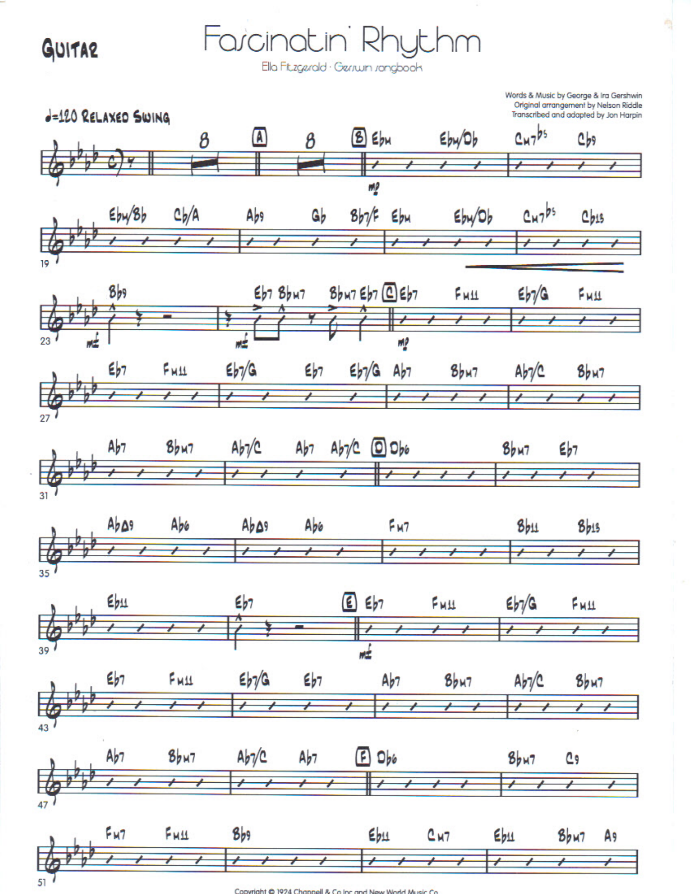 Fascinatin rythm guitar — big_band_vocal sheet music arranged by Mr. X | Jazz Standard