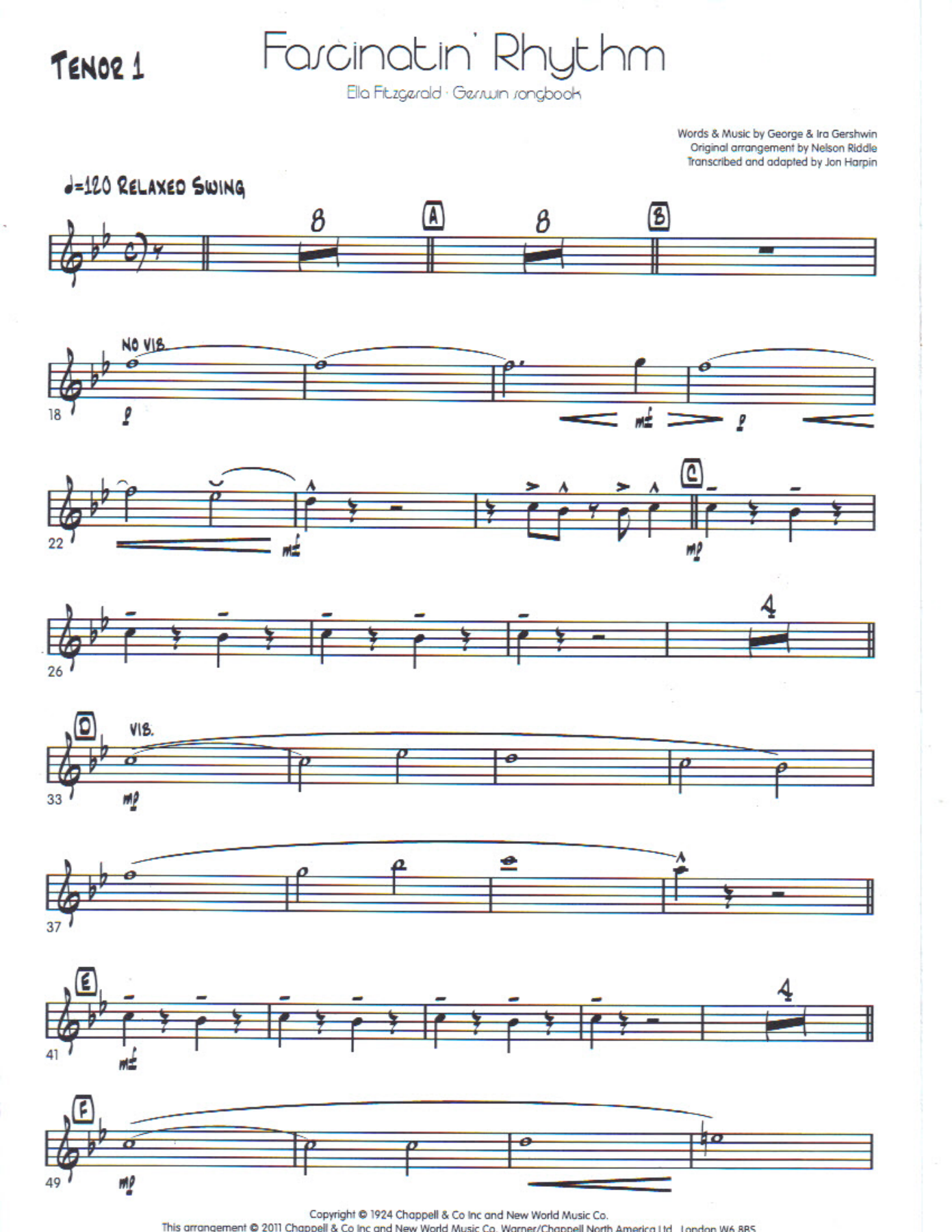 Fascinatin rythm tenor — sheet music cover (first page)