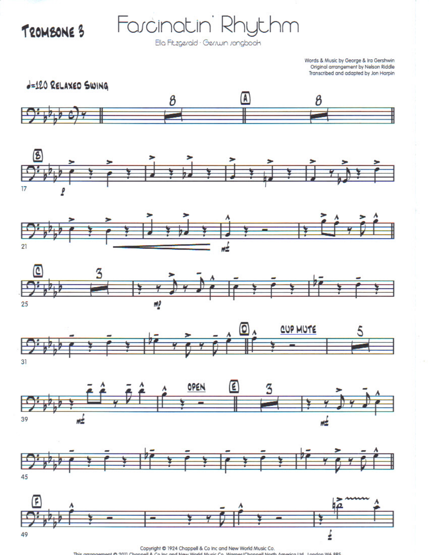 Fascinatin rythm trombone 3 PDF — sheet music cover (first page)