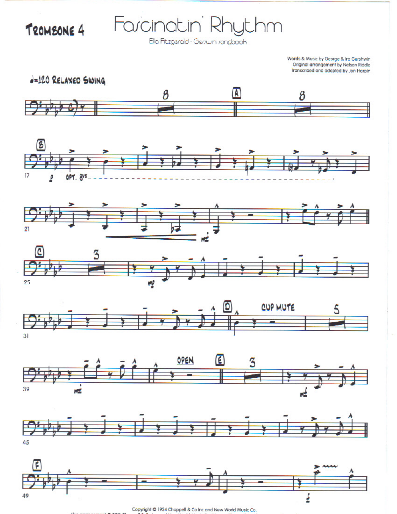 Fascinatin rythm trombone — sheet music cover (first page)