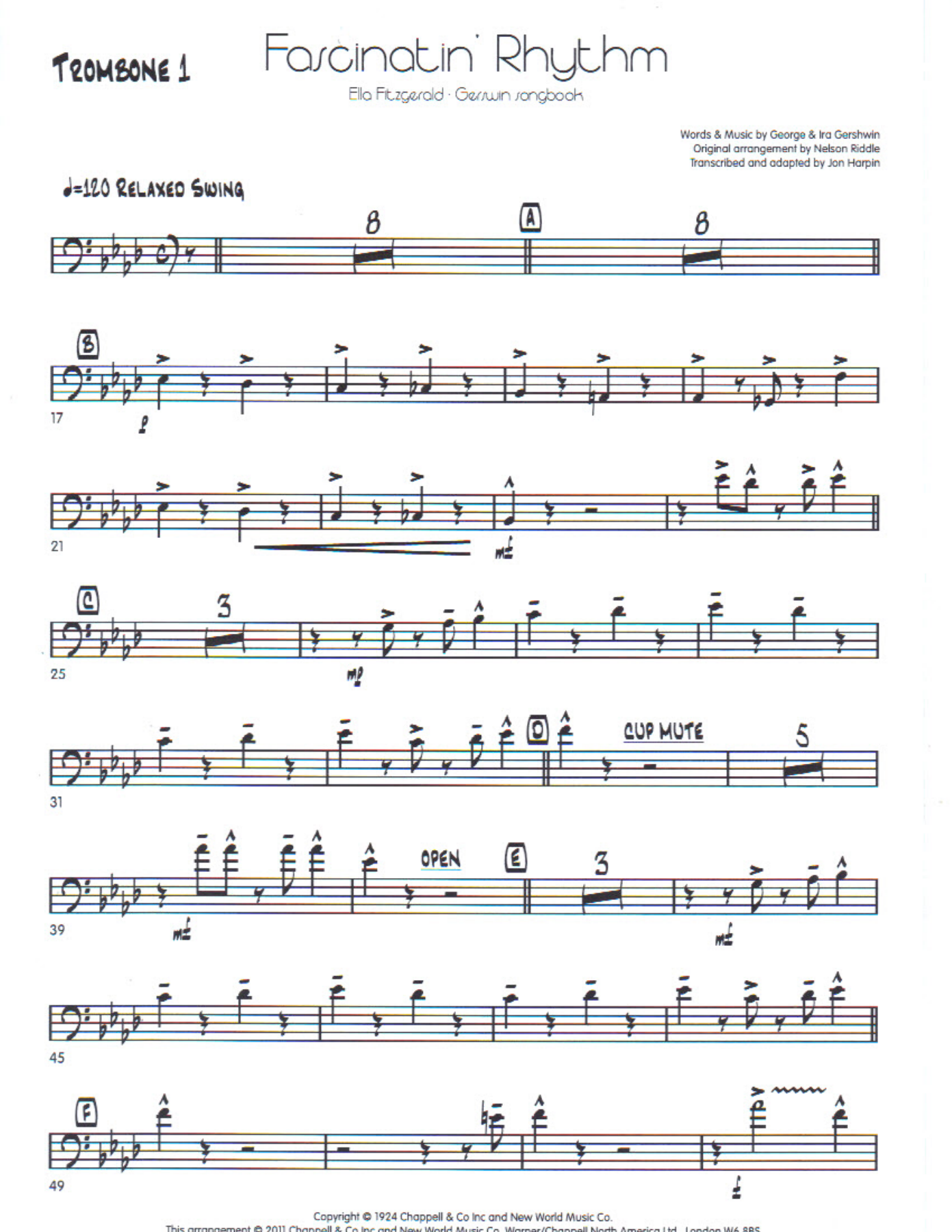Fascinatin rythm trpmbone — big_band_vocal sheet music arranged by Mr. X | Jazz Standard