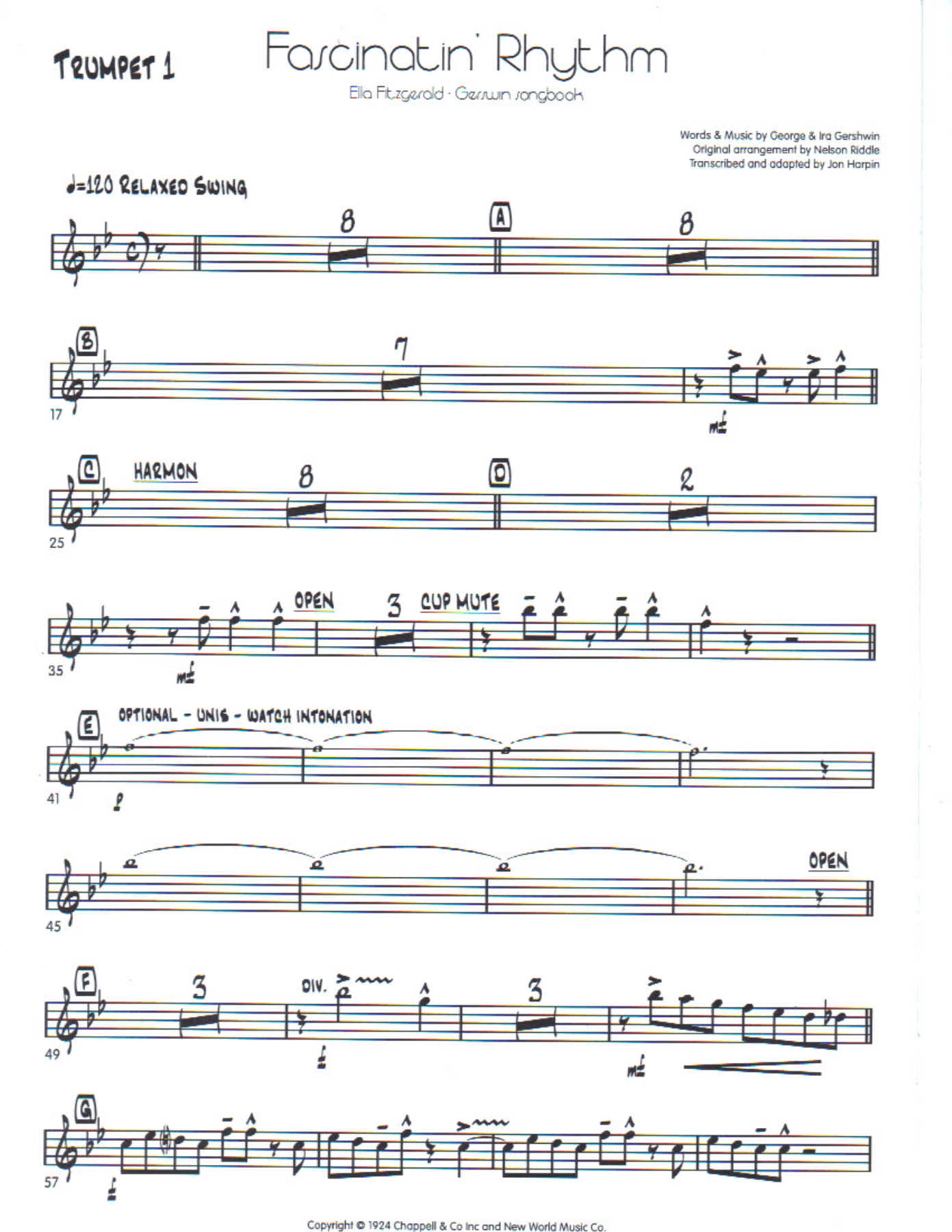 Fascinatin rythm trumpet — sheet music cover (first page)