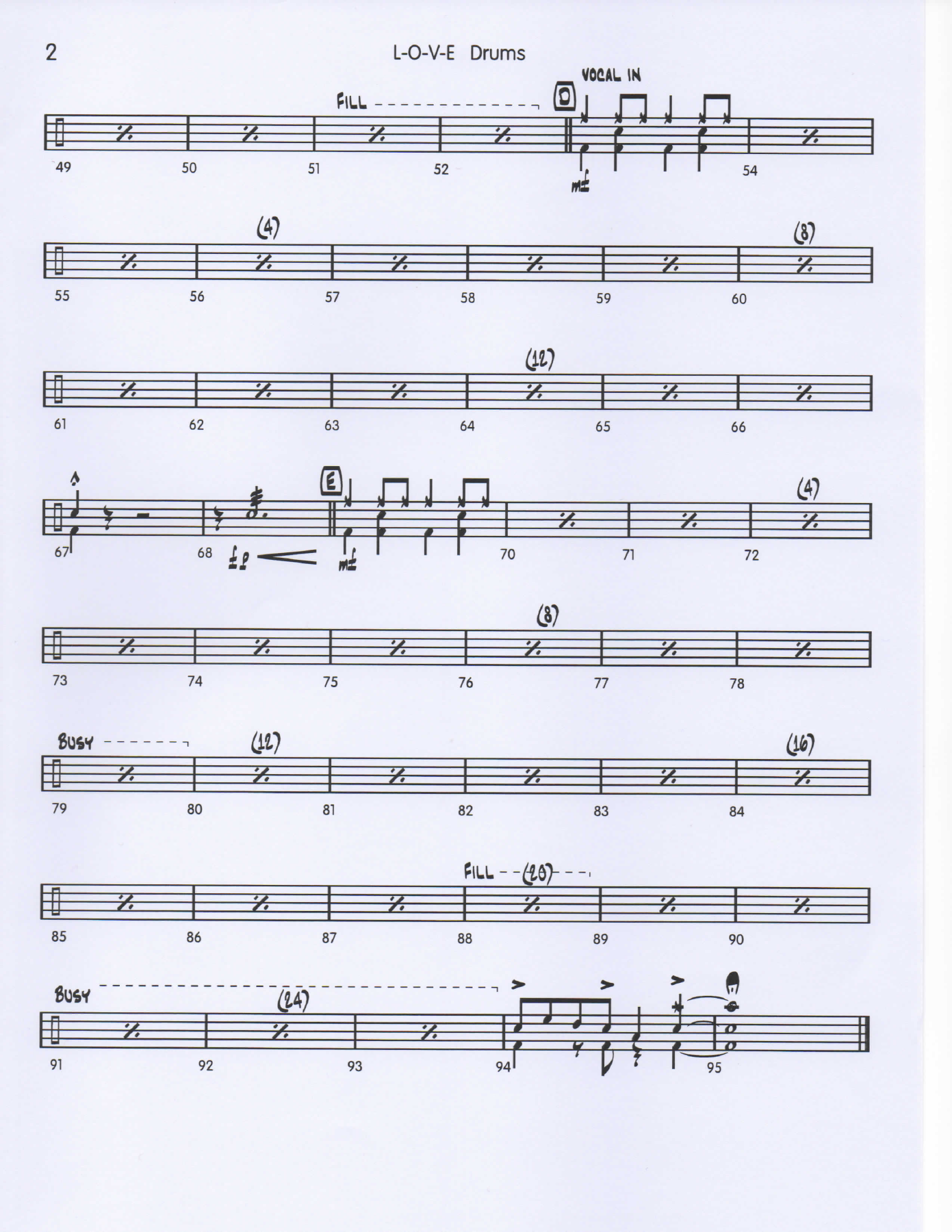 LOVE Drums pg2 — sheet music cover (first page)