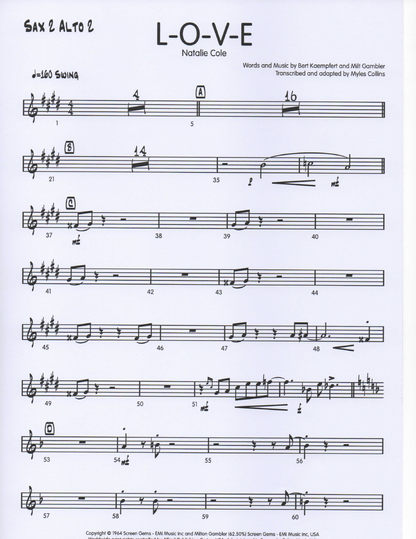 LOVE Sax2Alto2 pg1 — sheet music cover (first page)