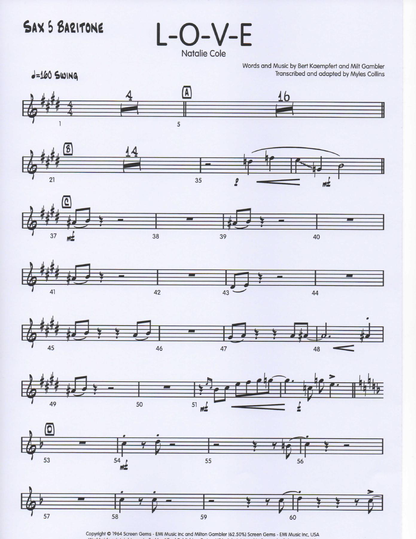 LOVE Sax5Baritone pg1 — sheet music cover (first page)