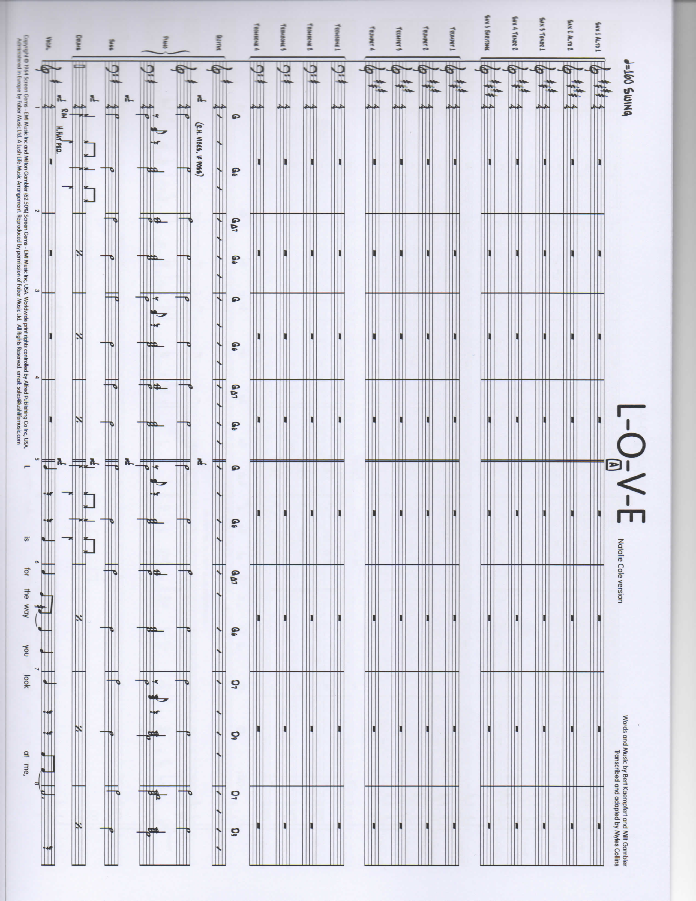 LOVE Score pg1 — big_band_vocal sheet music arranged by Mr. X | Jazz Standard