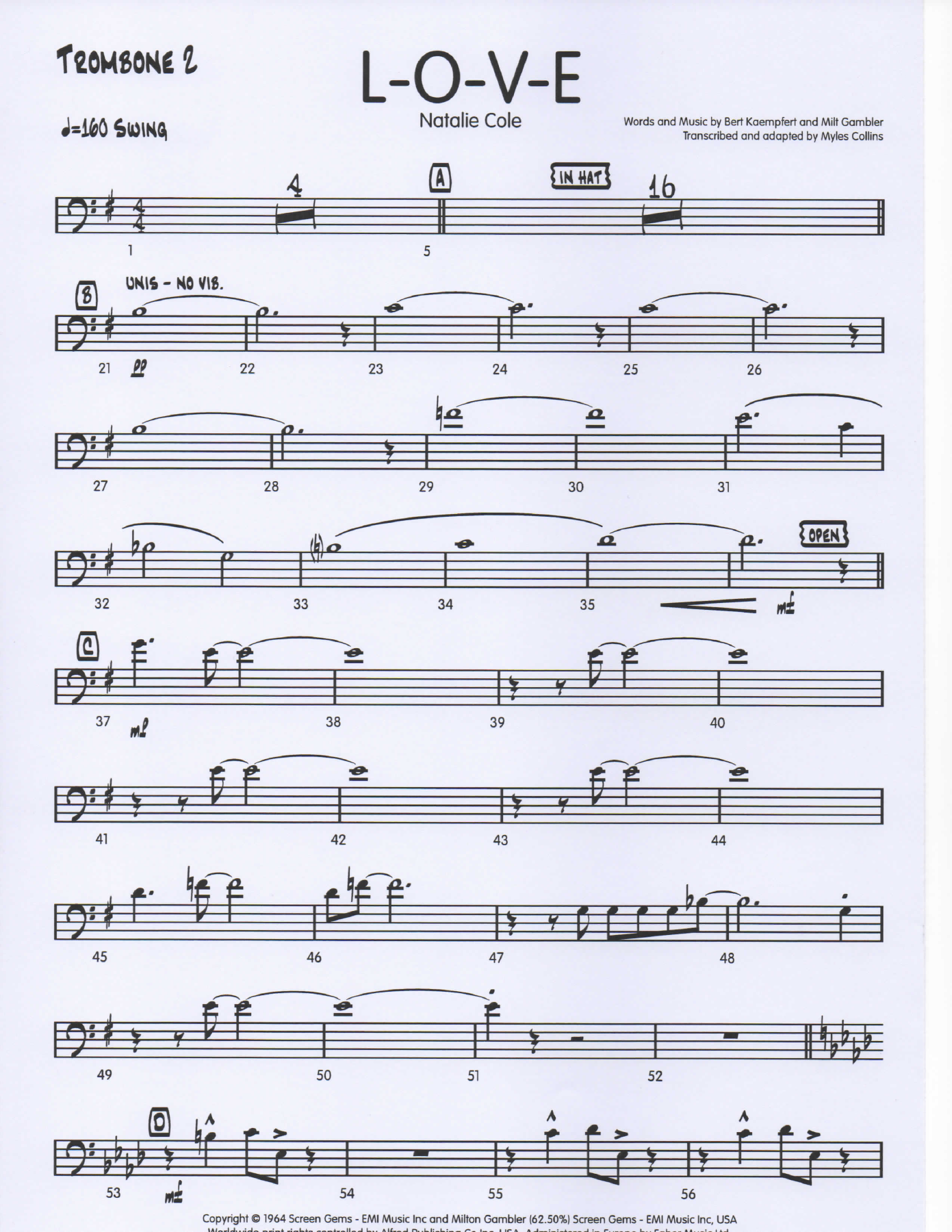 LOVE Trombone2 pg1 — sheet music cover (first page)