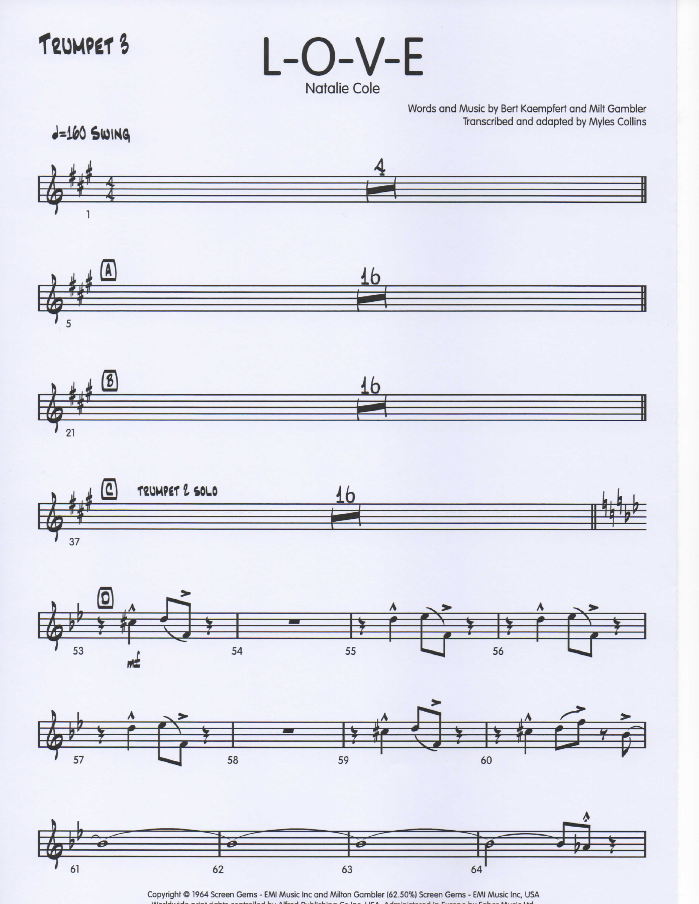 LOVE Trumpet3 pg1 — big_band_vocal sheet music arranged by Mr. X | Jazz Standard