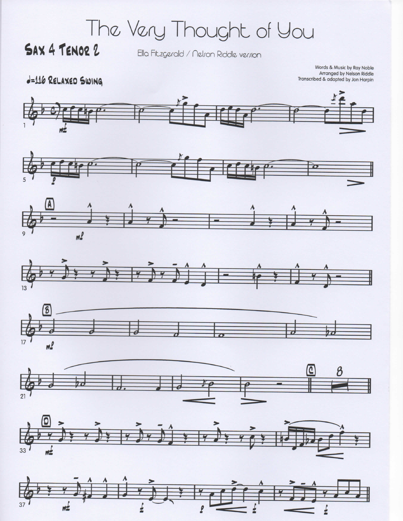 The Very Thought of You Sax4Tenor2 pg1 — page 1