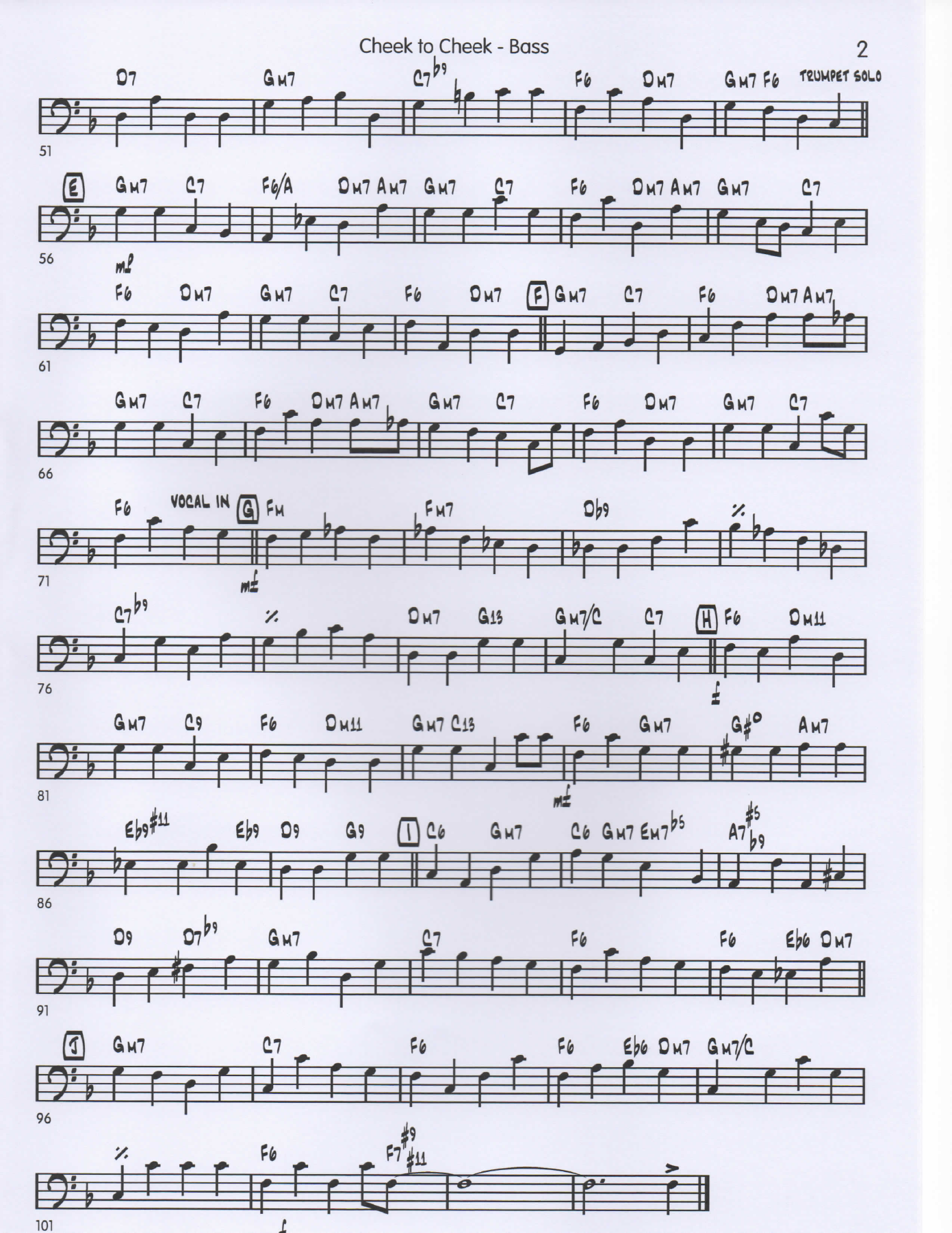 Cheek to Cheek Bass pg2 — big_band_vocal sheet music arranged by Mr. X | Jazz Standard