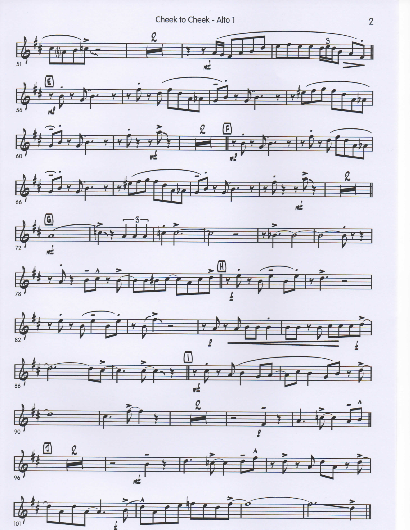 Cheek to Cheek Sax1Alto1 pg2 — big_band_vocal sheet music arranged by Mr. X | Jazz Standard