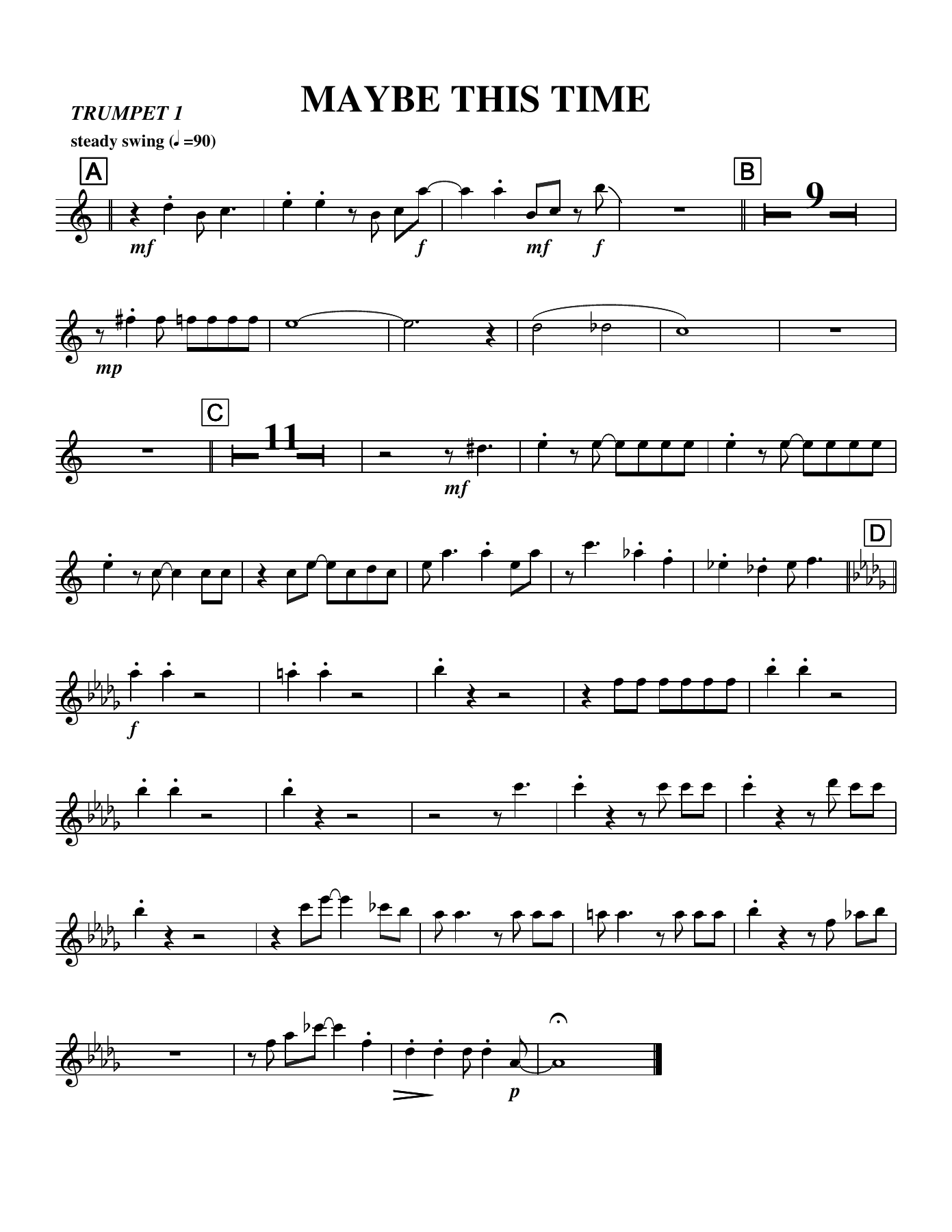 MAYBE THIS TIME tpt — sheet music cover (first page)