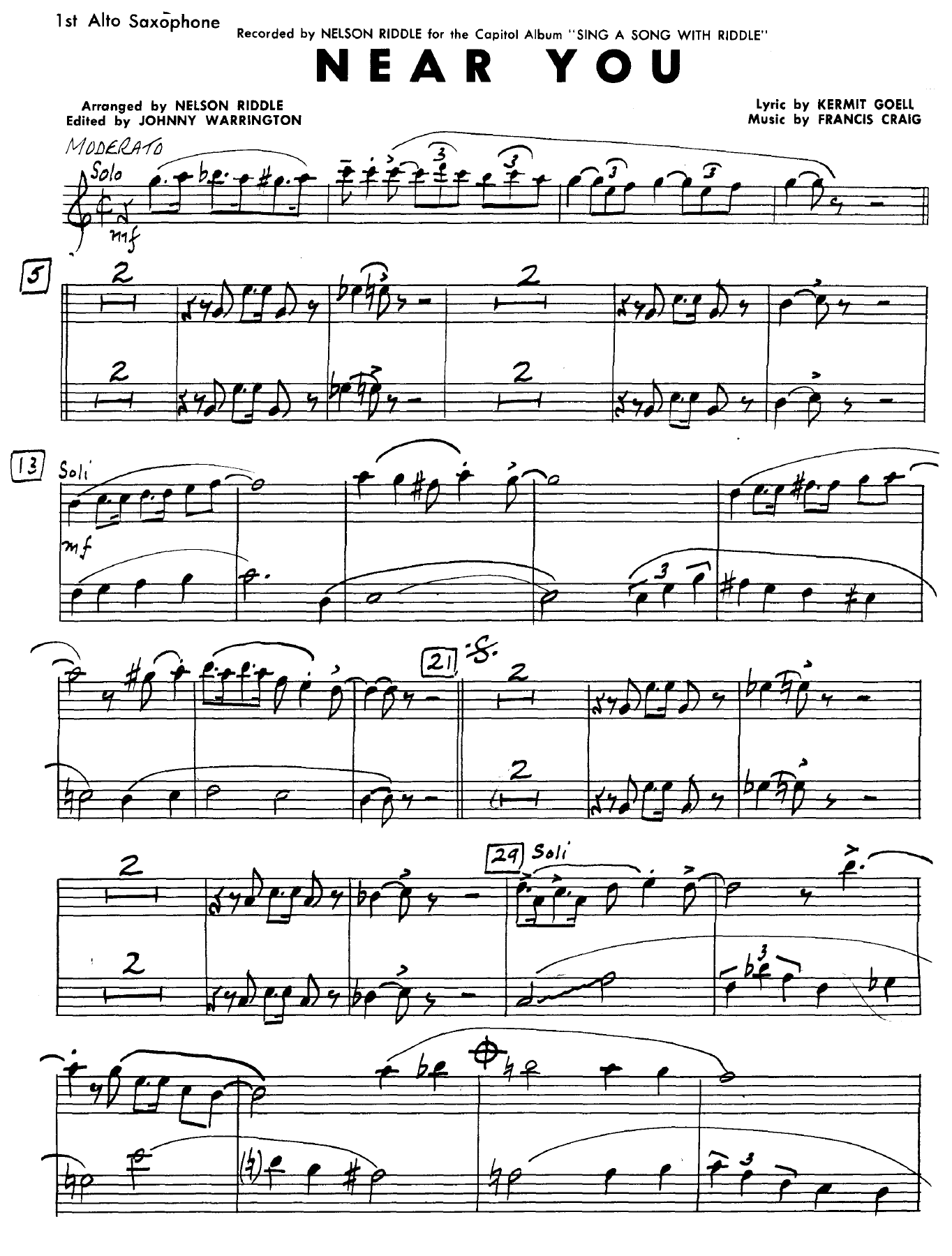 Near You — sheet music cover (first page)