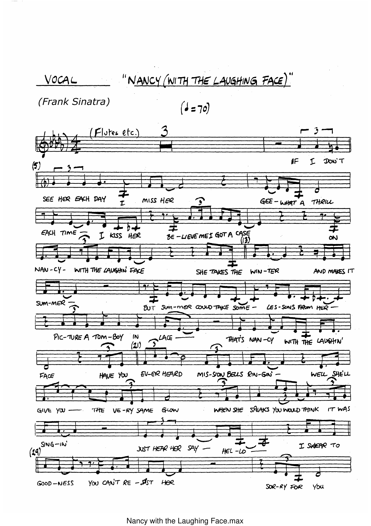 Nancy With The Laughing Face — sheet music cover (first page)