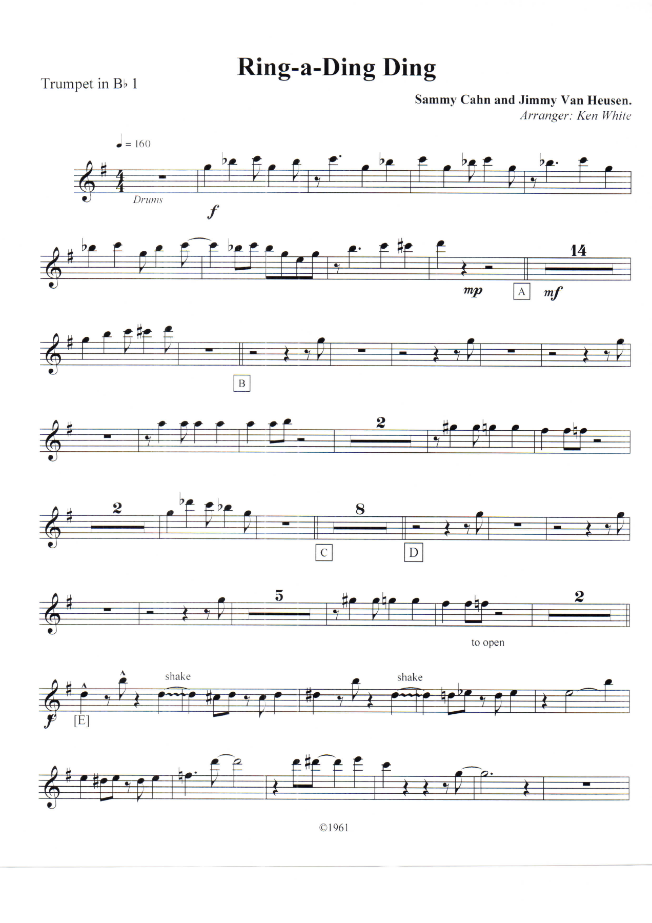 Ring-a-Ding Ding Trumpet — sheet music cover (first page)