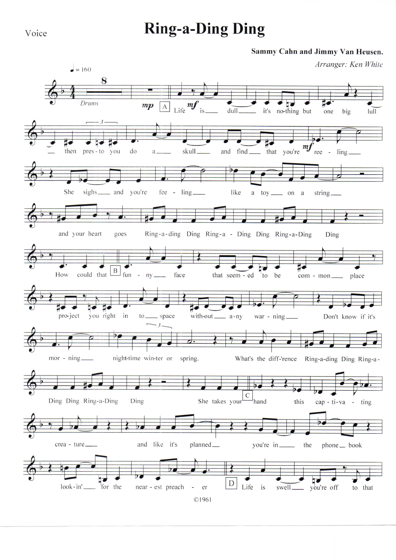 Ring-a-Ding Ding Voice — sheet music cover (first page)