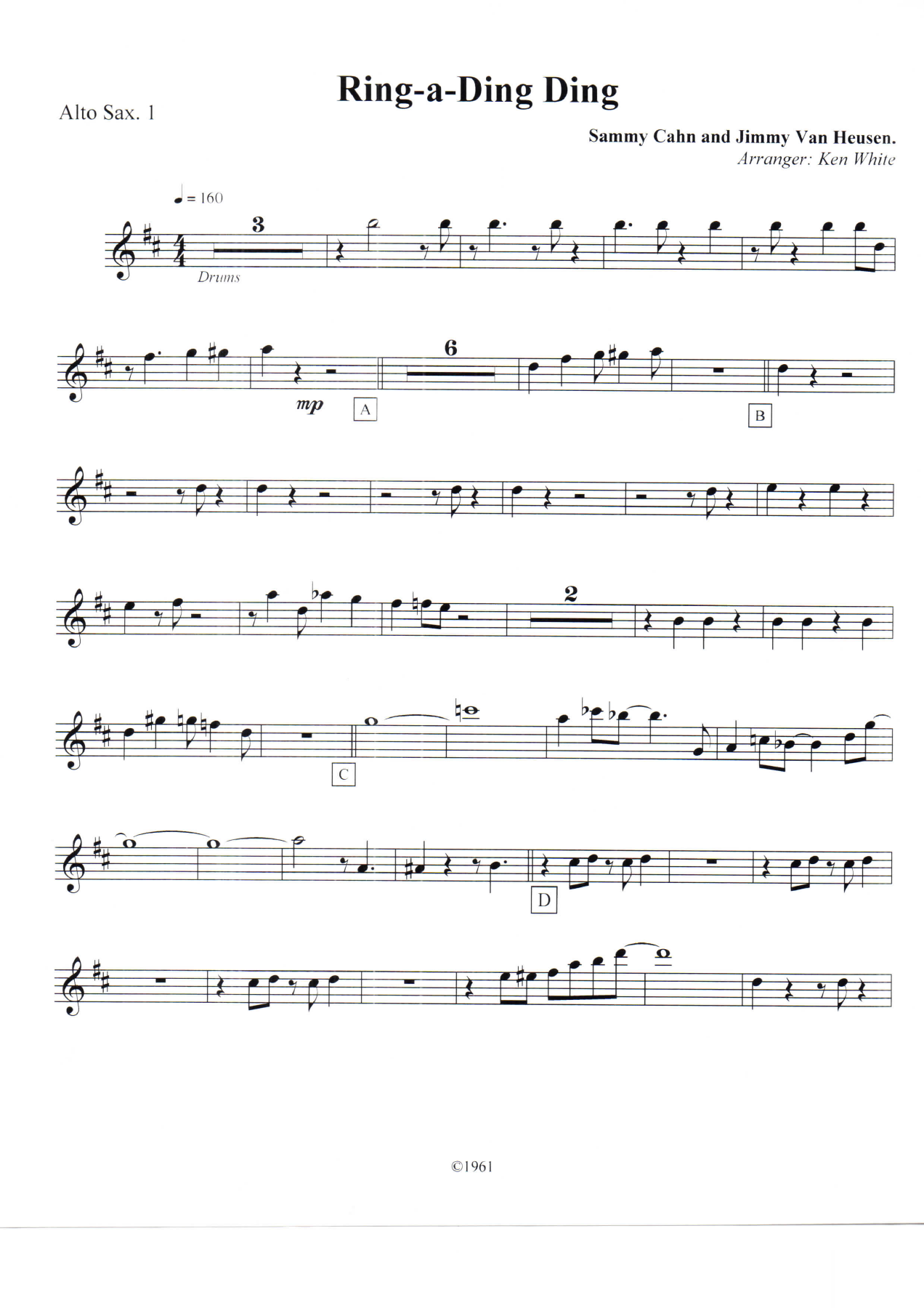 Ring-a-Ding Ding Alto Sax — sheet music cover (first page)