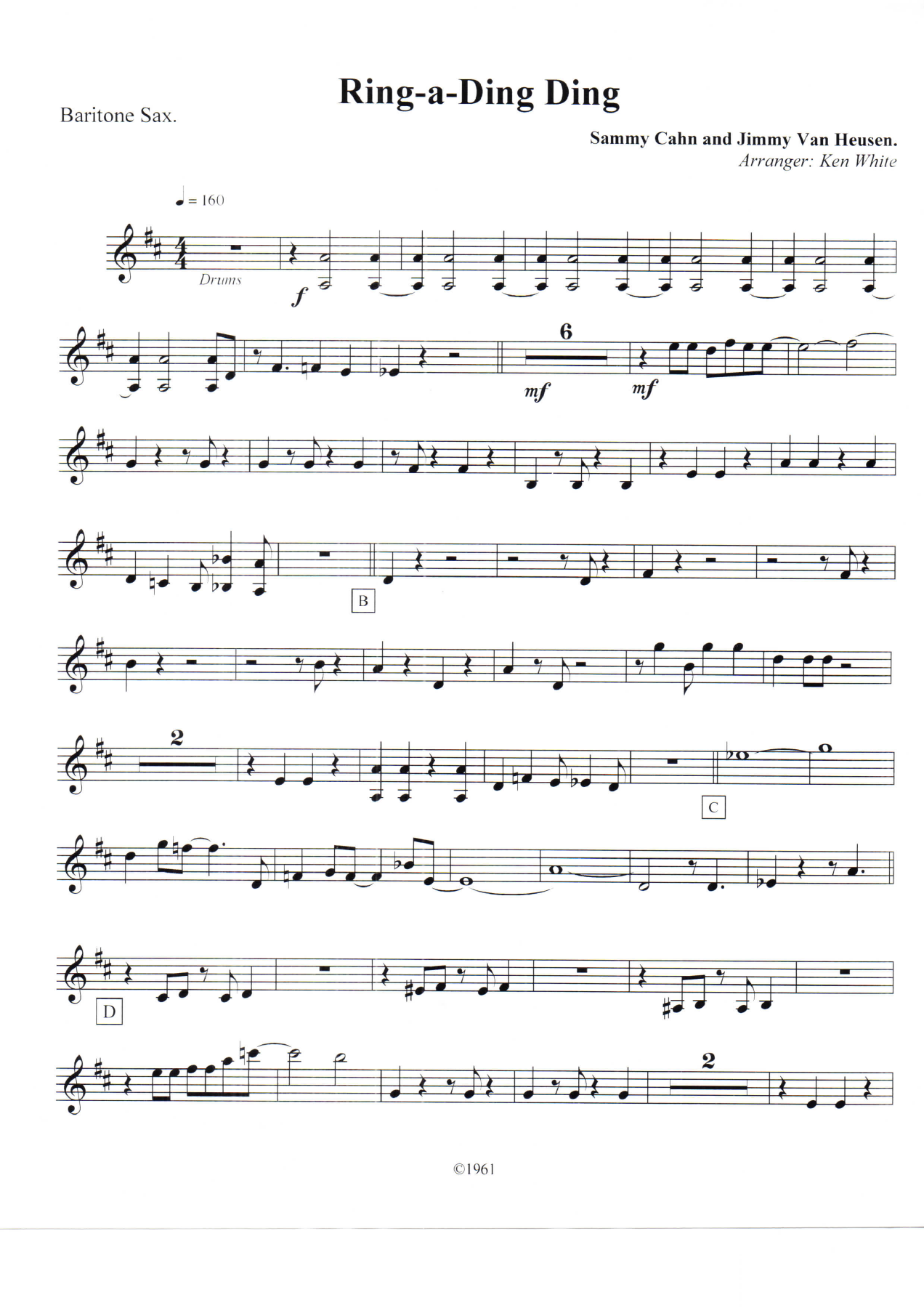 Ring-a-Ding Ding Baritone Sax — sheet music preview