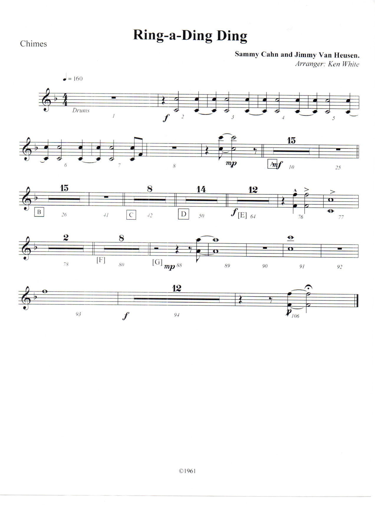 Ring-a-Ding Ding Chimes — sheet music cover (first page)