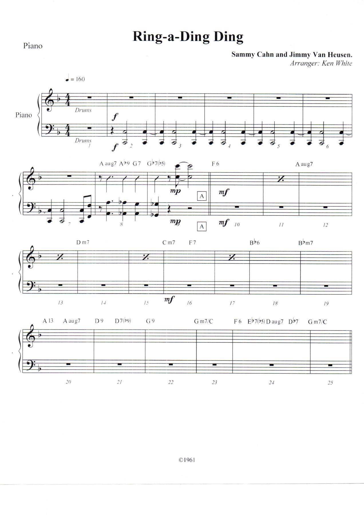 Ring-a-Ding Ding Piano — sheet music cover (first page)