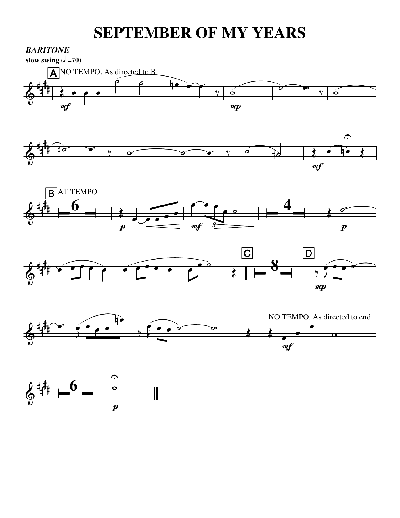 September of My Years — sheet music preview