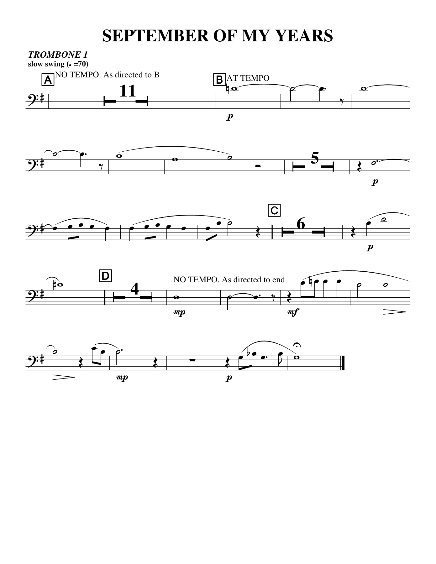 September of My Years - Tmb — sheet music preview