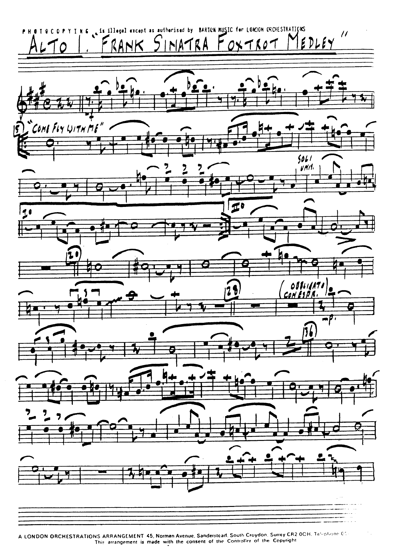 Sinatra Foxtrot Medley — sheet music cover (first page)