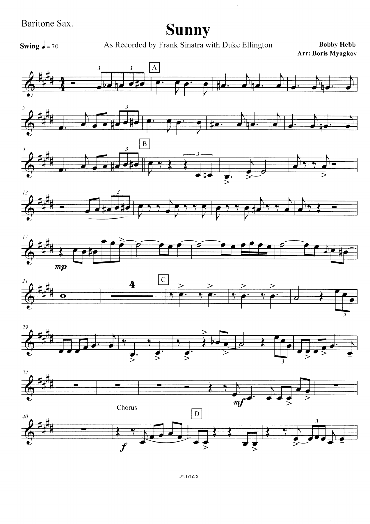 Sunny — sheet music preview
