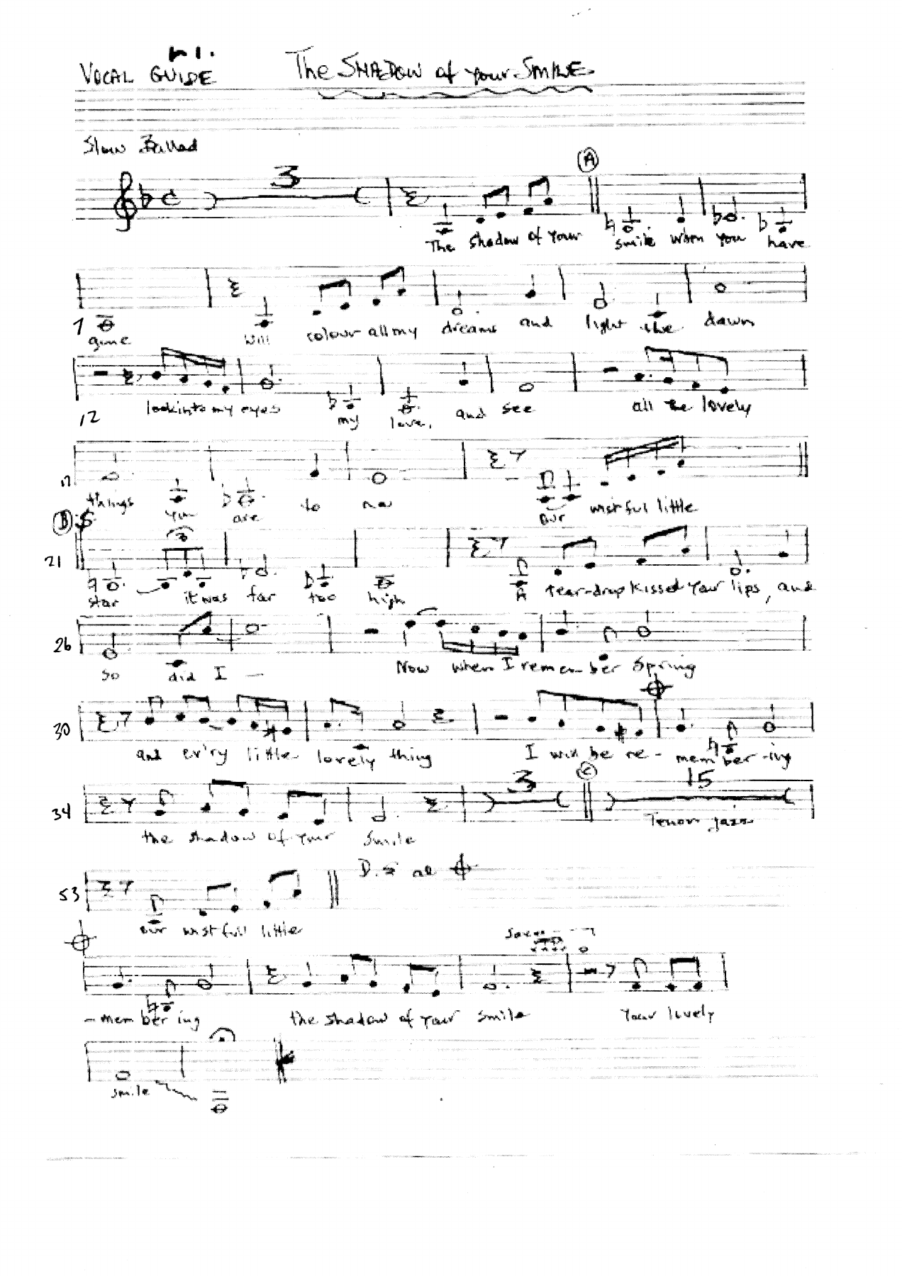 The Shadow of Your Smile — sheet music cover (first page)