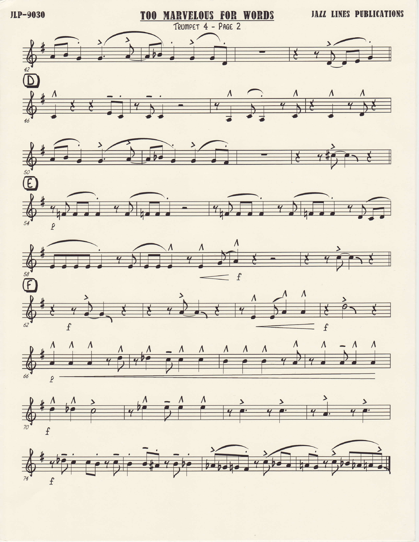 Too Marvelous for Words - Trumpet 4 — page 2