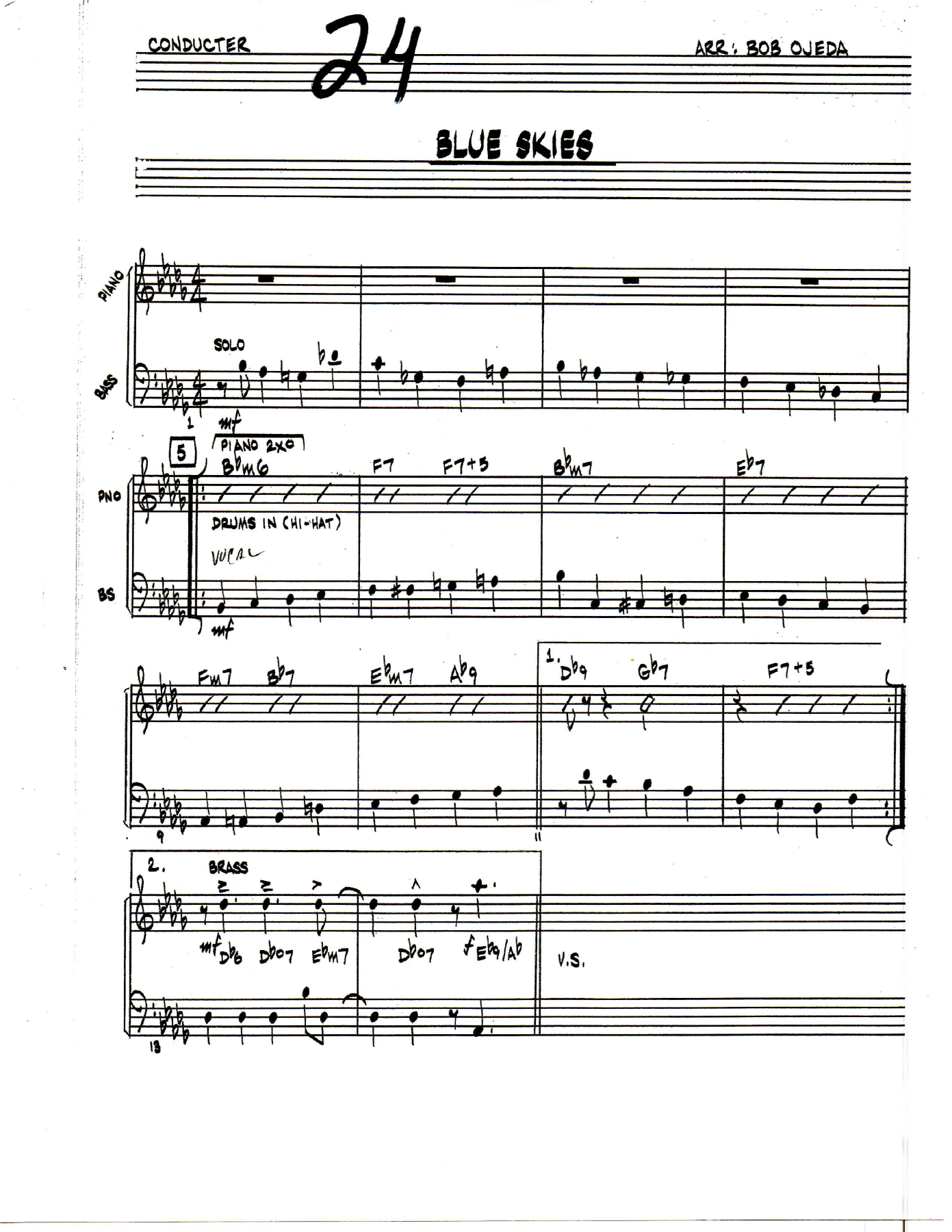 Blue Skies score — sheet music cover (first page)
