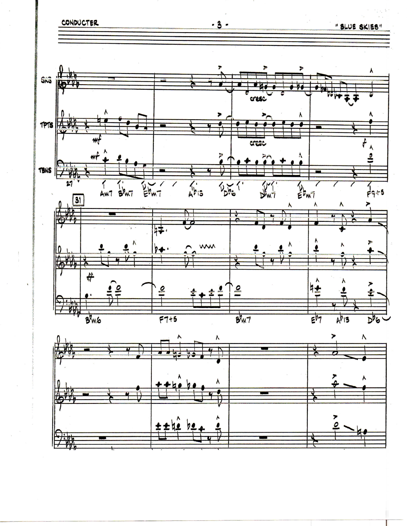 Blue Skies score — page 3