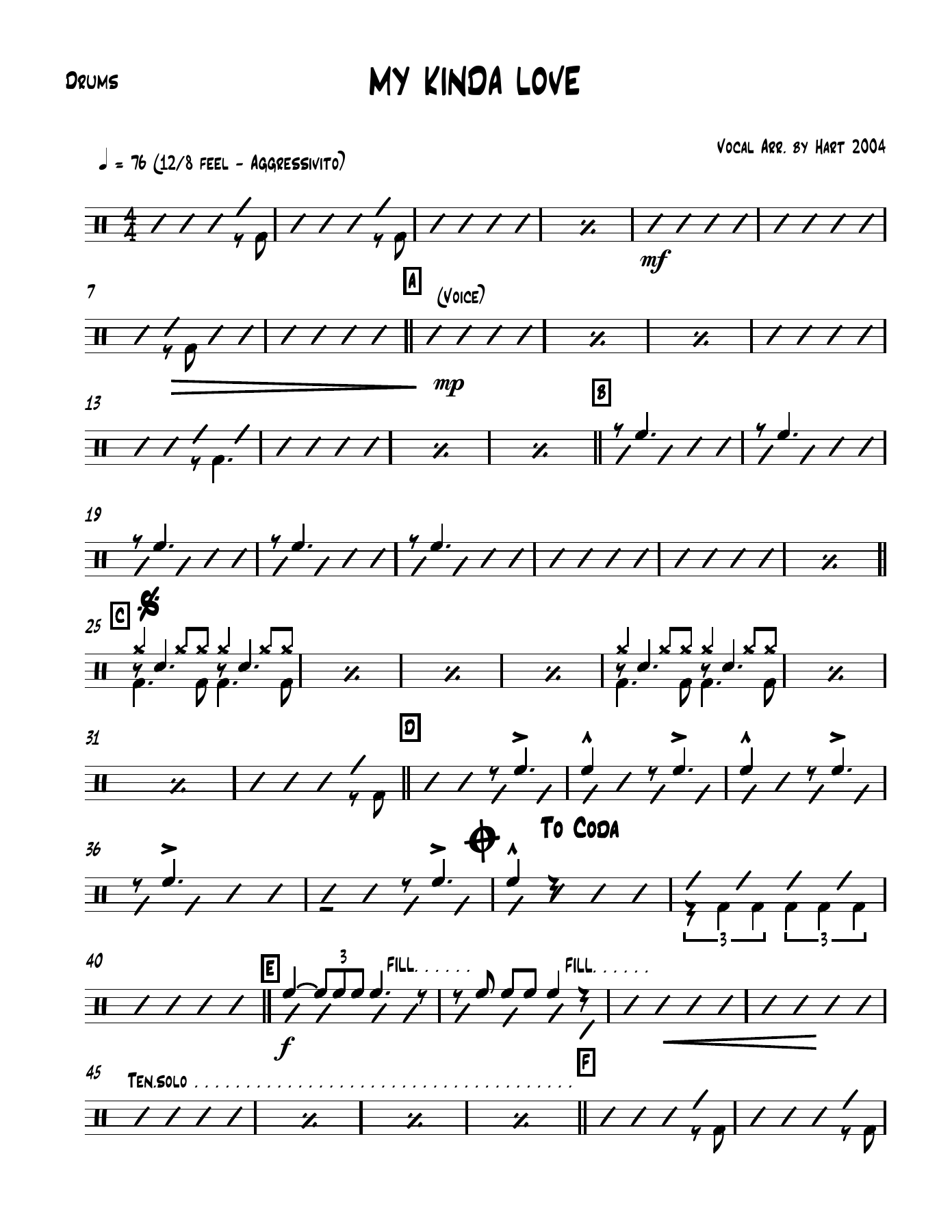 19 Drums. — sheet music cover (first page)