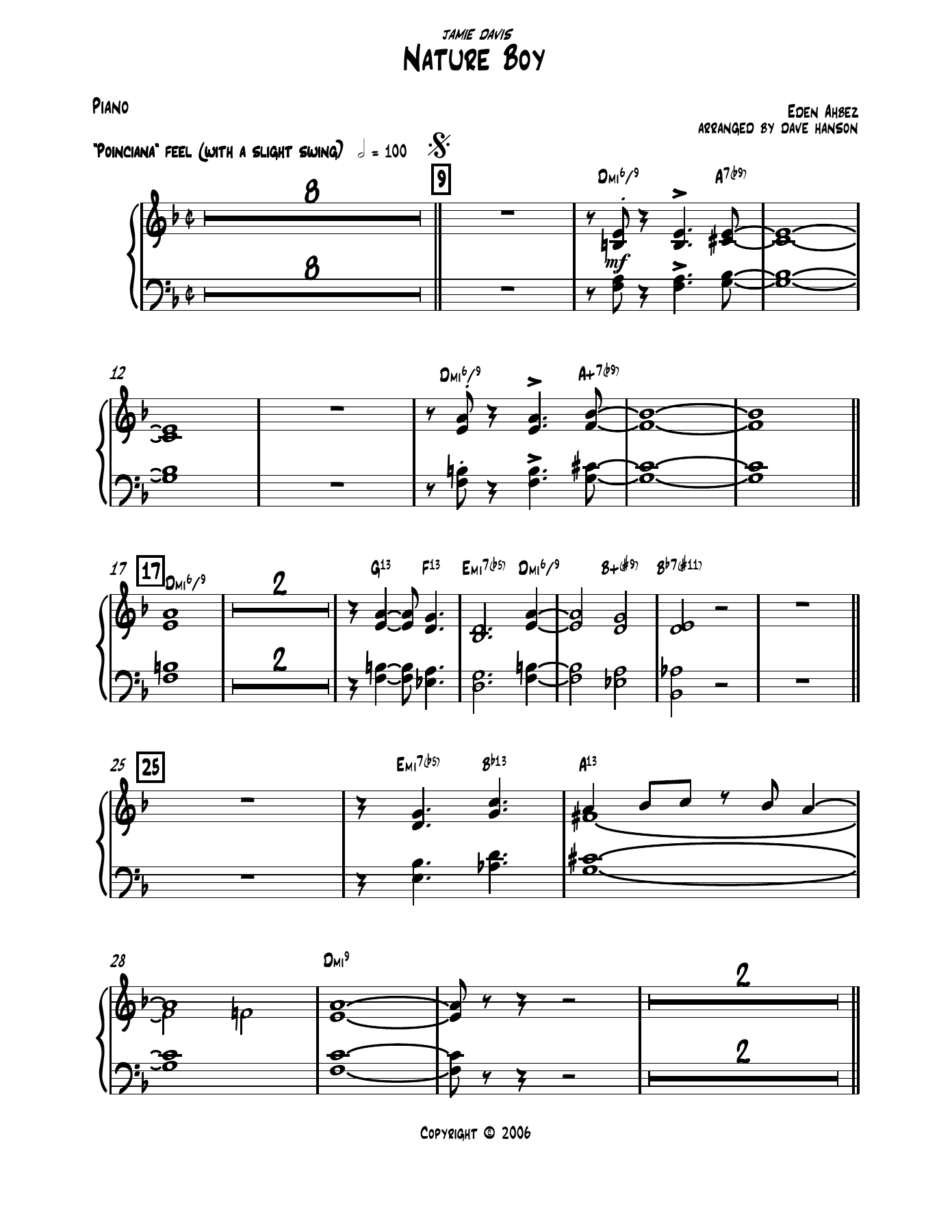 Nature Boy Print Version rev larger print Piano — big_band_vocal sheet music arranged by Mr. X | Jazz Standard