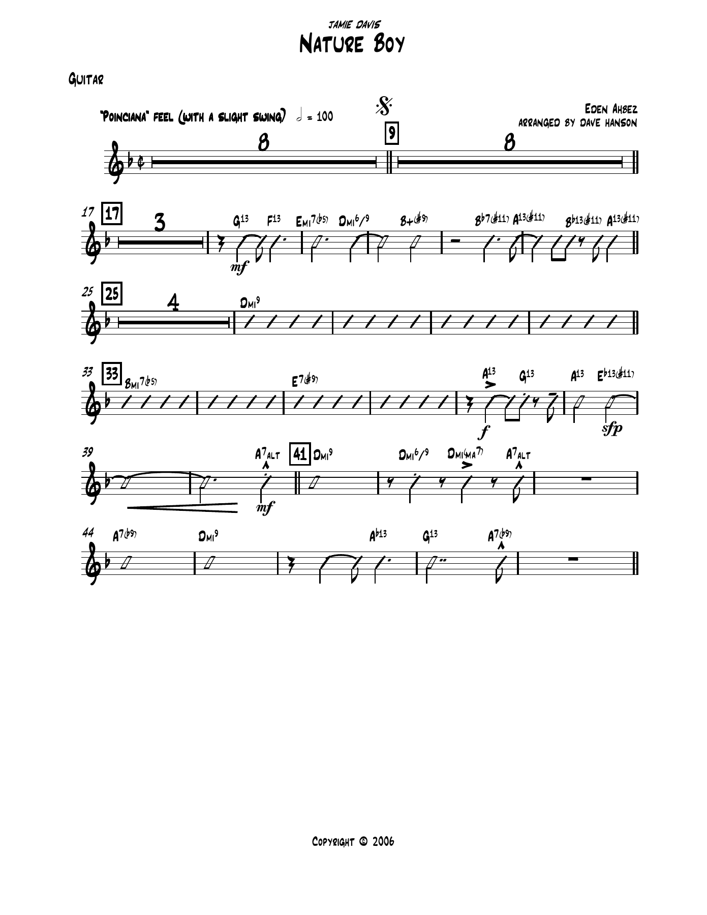 Nature Boy Print Version rev larger print Guitar — big_band_vocal sheet music arranged by Mr. X | Jazz Standard