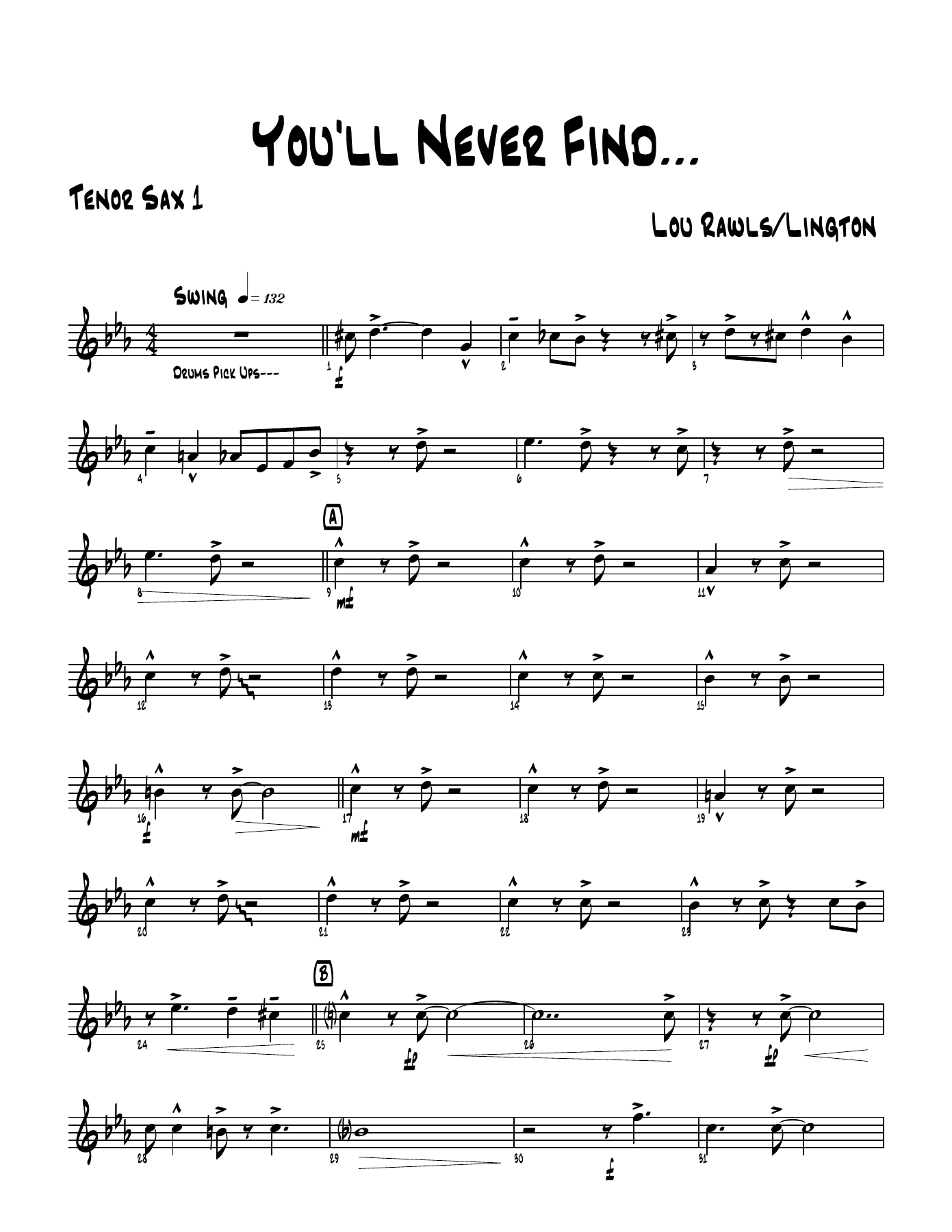 You'll never Find score — sheet music cover (first page)