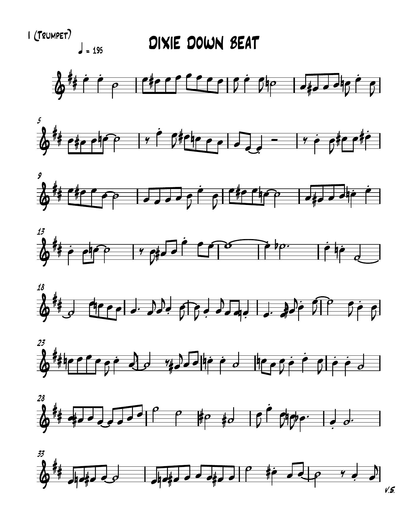 Dixie Down Beat — sheet music cover (first page)