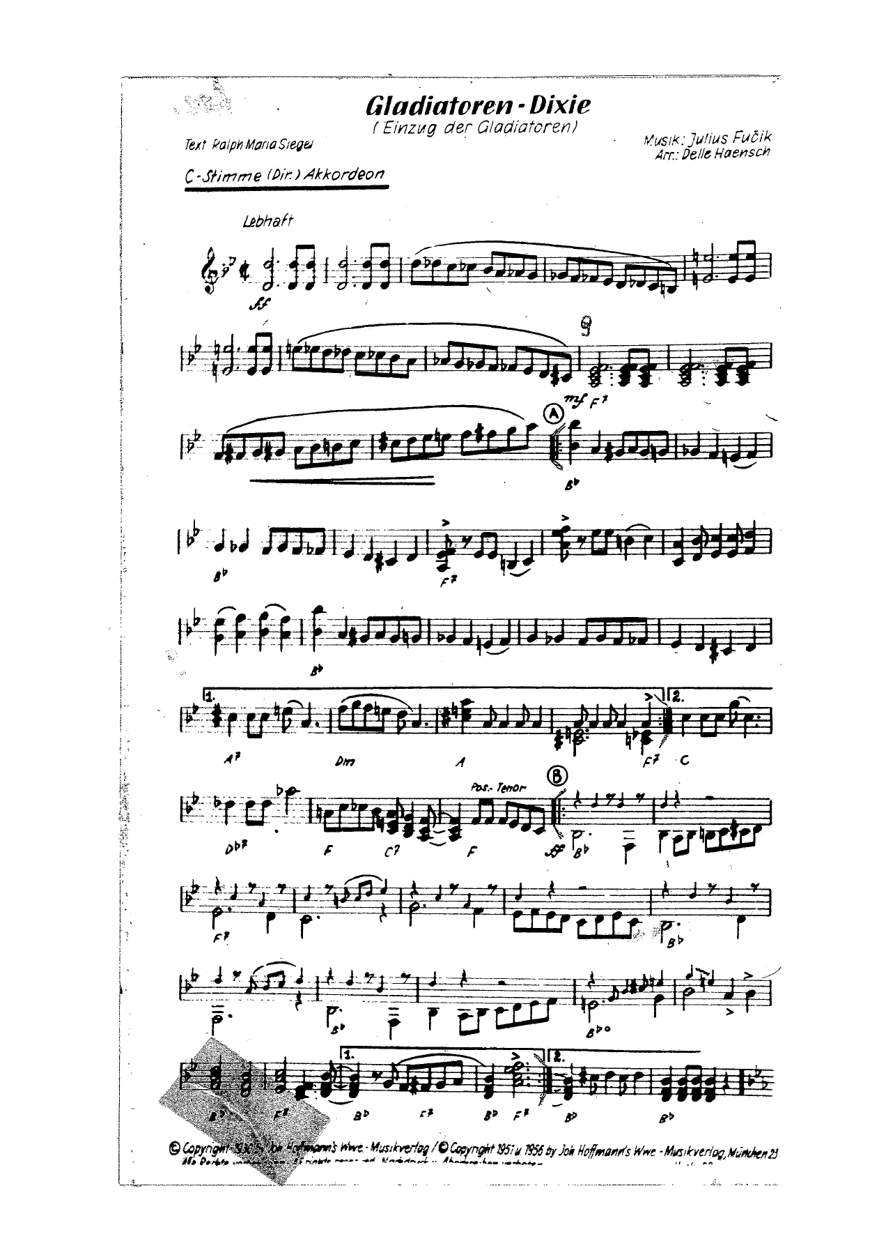 Gladiatoren-Dixie-Akkordeon — sheet music preview