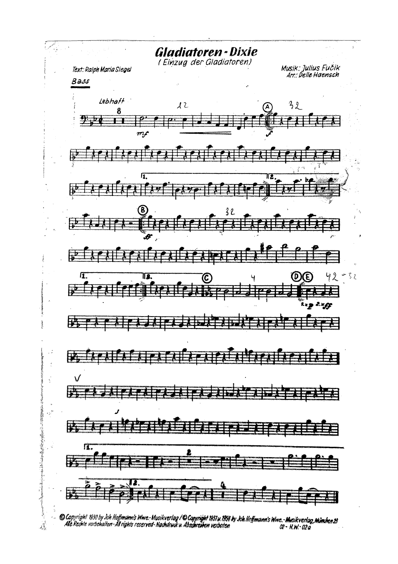 Gladiatoren-Dixie-Bass — sheet music preview
