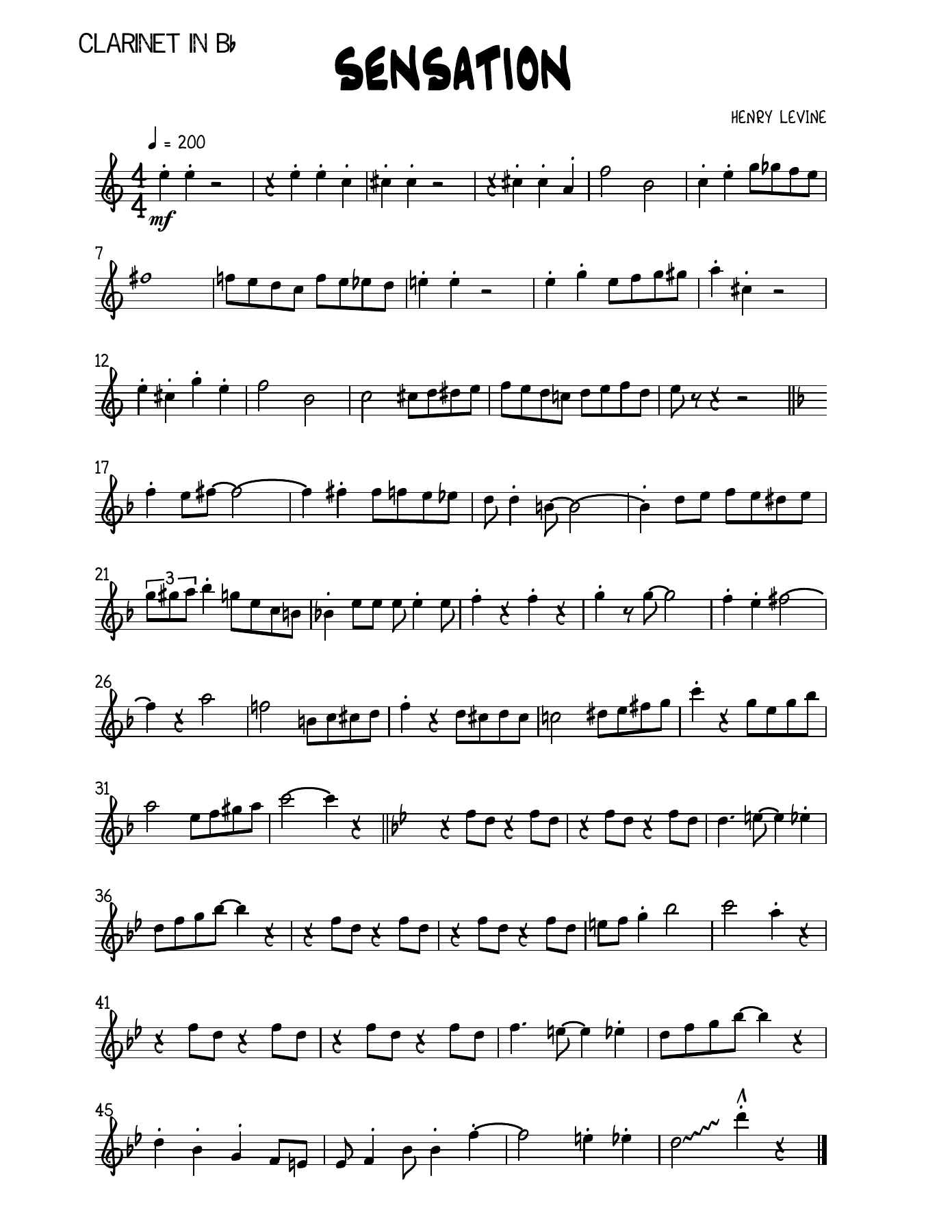 Sensation - Henry Levine 1113 — sheet music cover (first page)