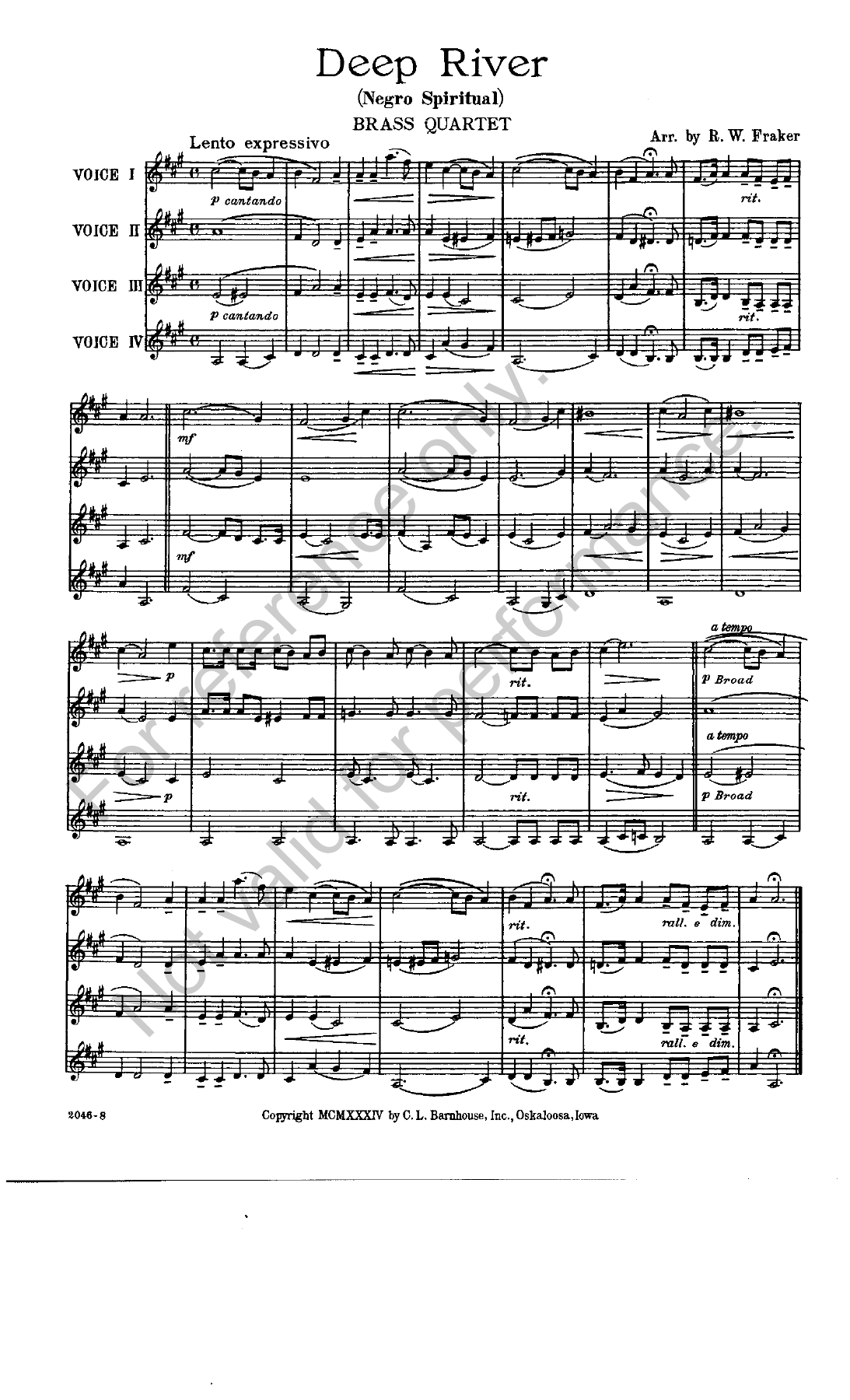 Deep River — sheet music cover (first page)