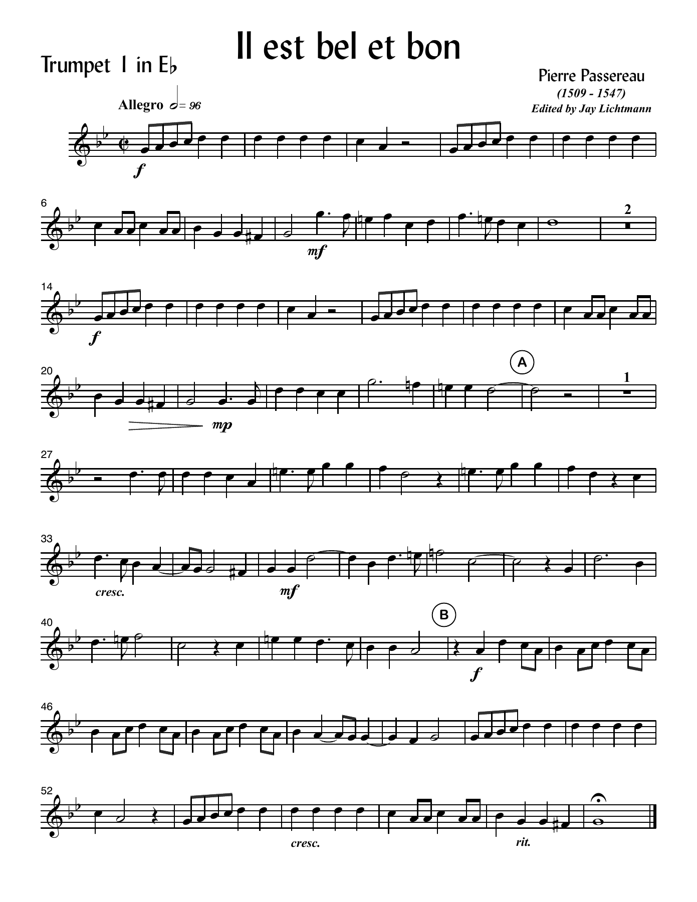 Passereau Il est bel et bon — Small Ensemble sheet music arranged by Mr. X | Traditional