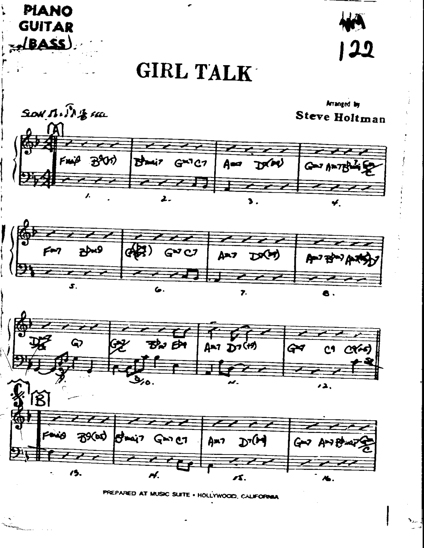 Girl Talk-Piano — sheet music cover (first page)