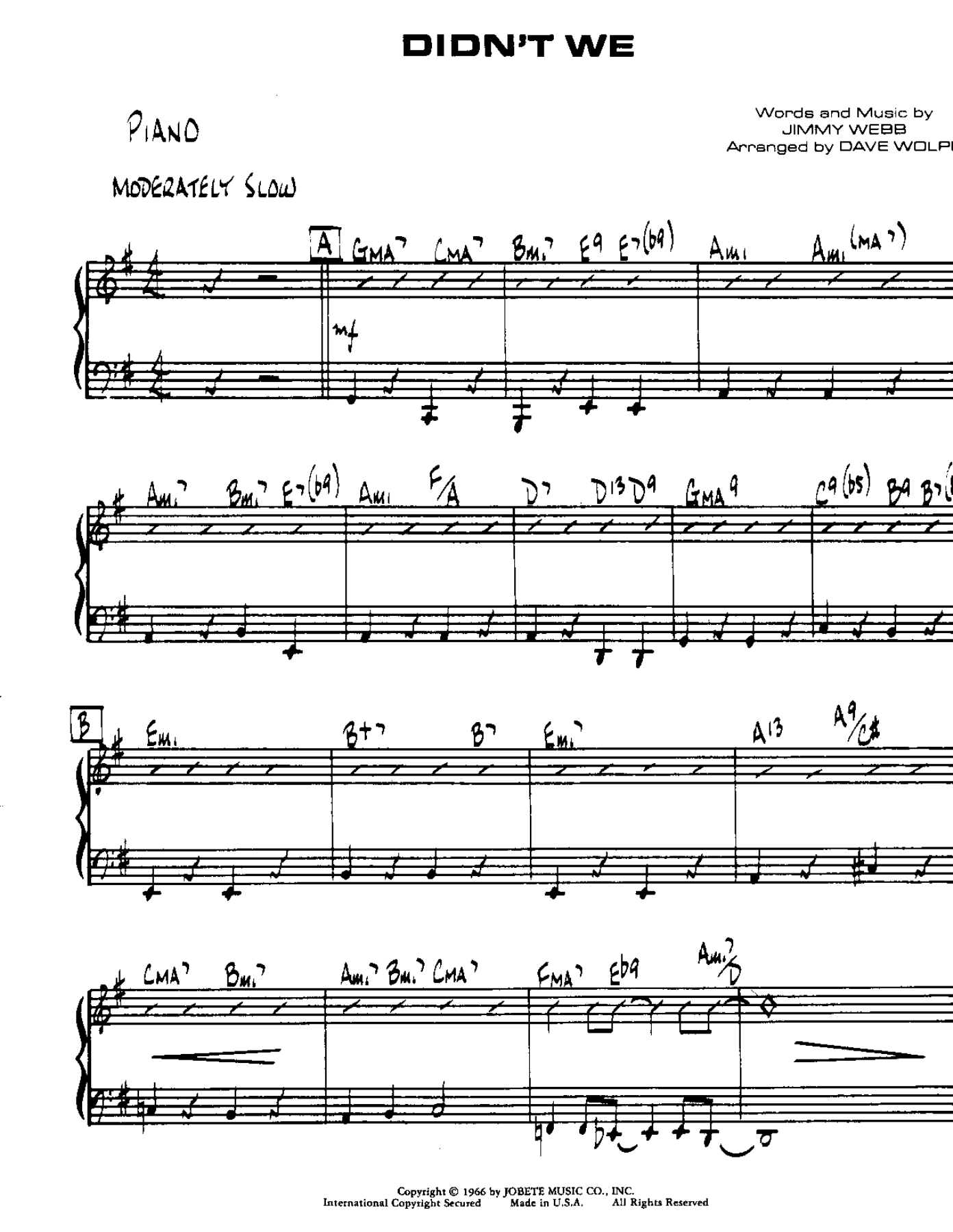 Didn't We-Piano — sheet music cover (first page)