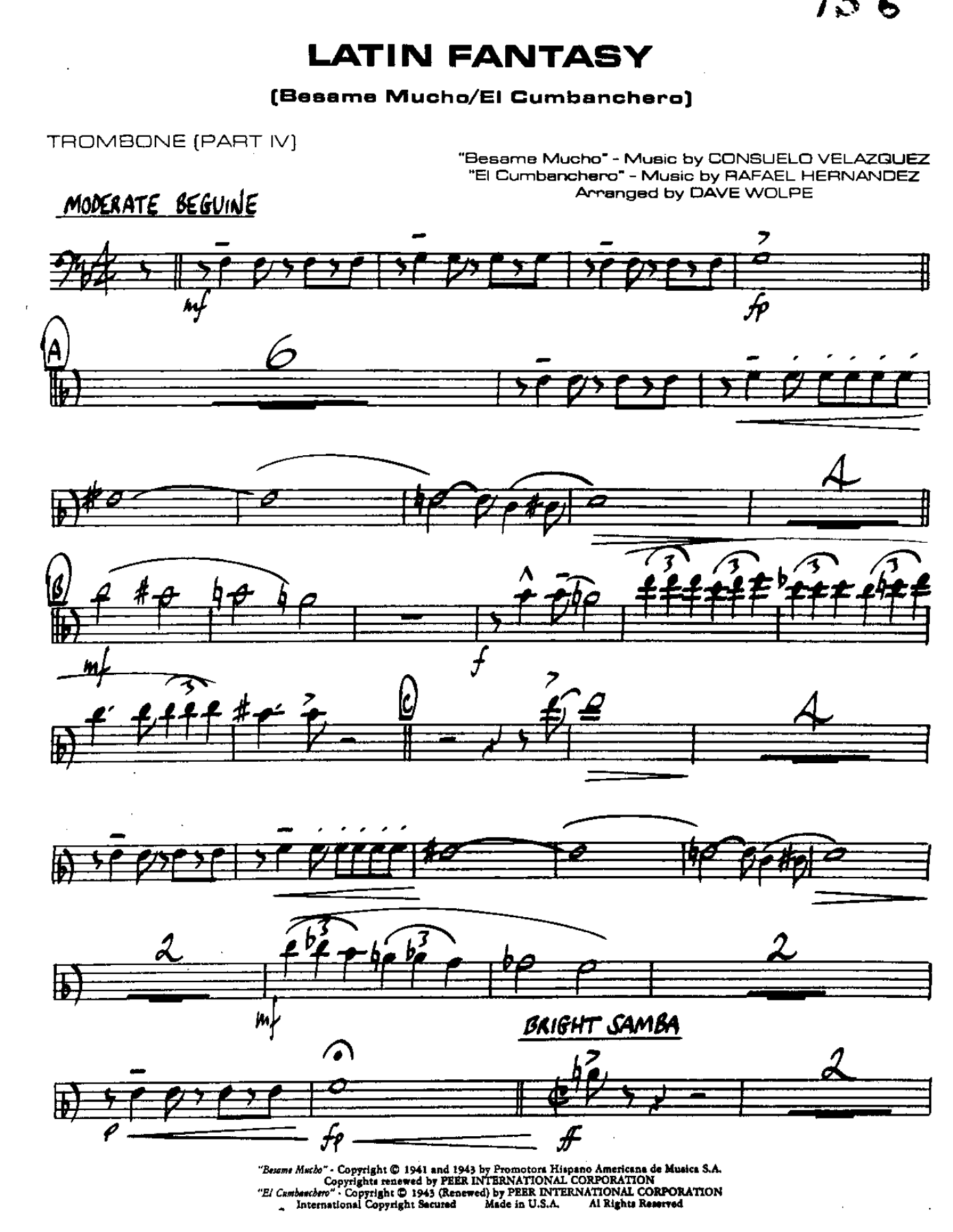 Latin Fantasy-Trombone — Small Ensemble sheet music arranged by Latin Fantasy | Latin Jazz
